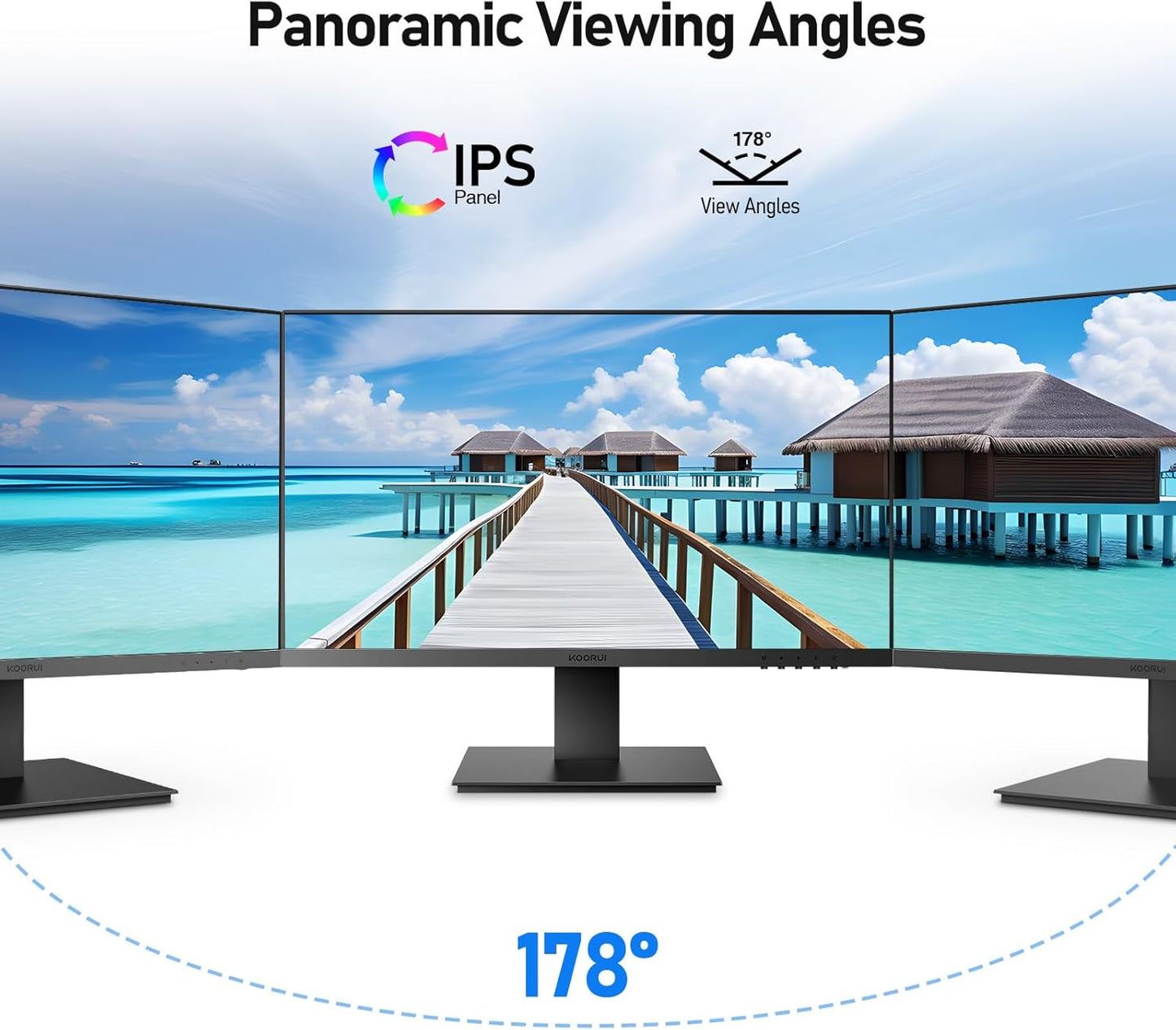 KOORUI Gaming Monitor 27 Zoll, Full HD Rahmenlos Bildschirm 165Hz Adaptive Sync (1ms, VA-Panel, Eye-Care, 1920 x 1080, 2xHDMI 2.0, & DisplayPort 1.4, VESA 75x75mm, DCI-P3 90%)