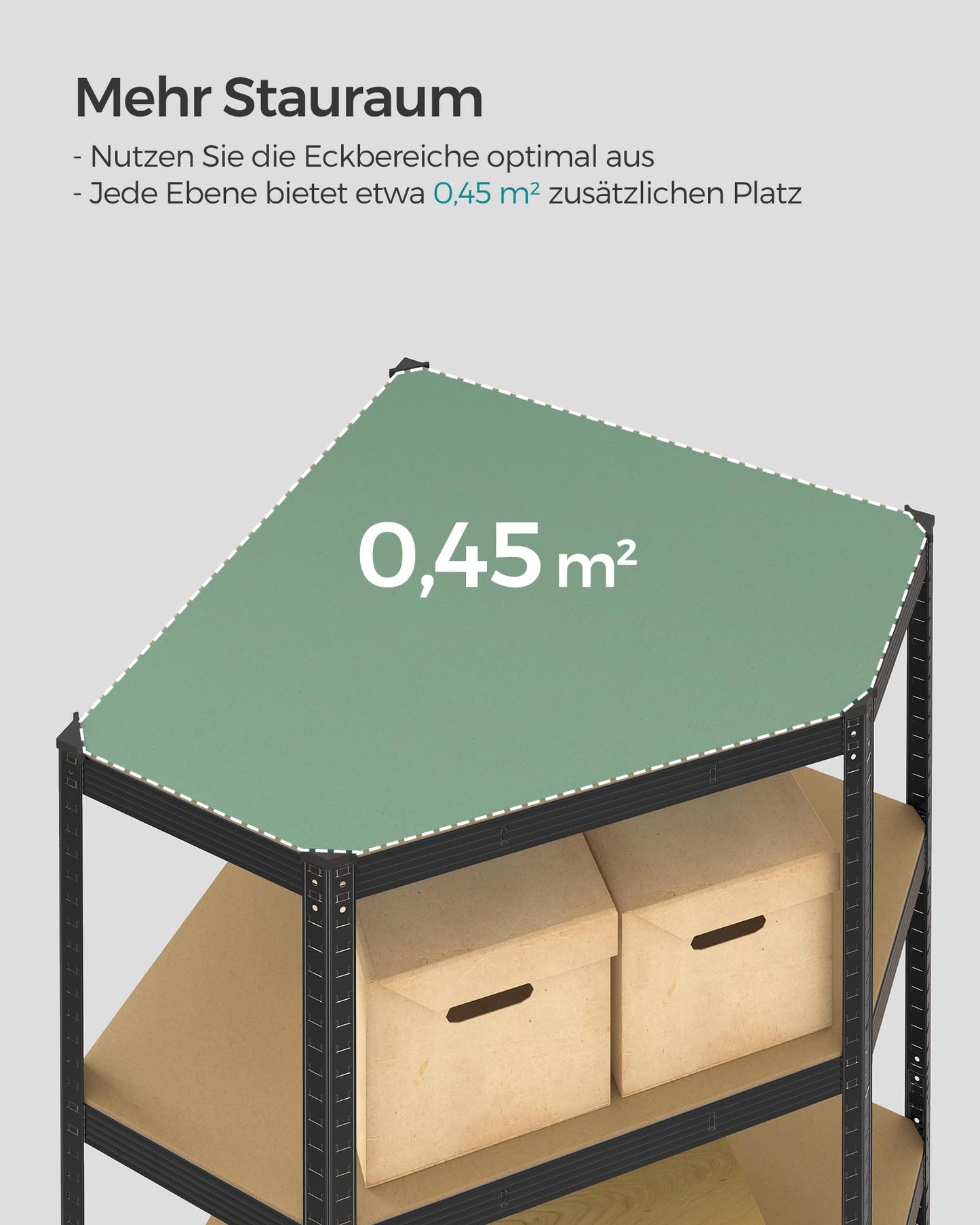 SONGMICS GLR080E01 Corner Shelving Unit 5 Levels Heavy Duty Metal Storage Shelf for Garage Storage Room Cellar Shelf Maximum Load 875 kg Silver Natural Beige