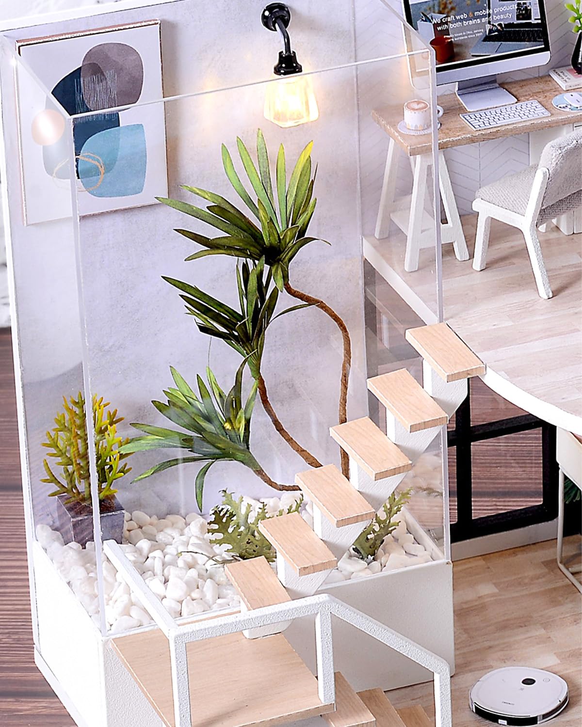 Endless Limit DIY Miniatur Haus Bausatz für Erwachsene,Puppenhaus Gewächshaus mit LED Licht,3D Puzzle Buchstütze aus Holz Modellbausatz Bastelset Bücherregal Deko Geschenken (Rose Garden Tea House)