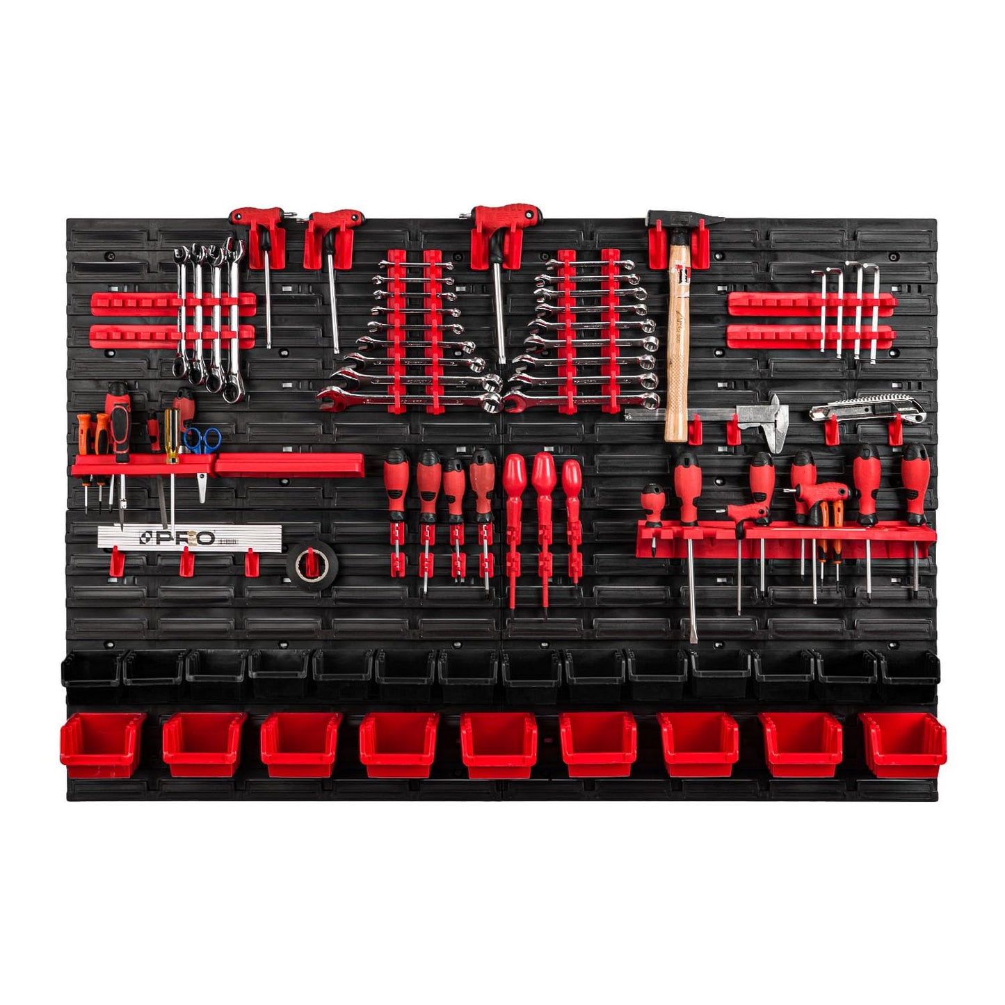 PAFEN Tool Wall with Stacking Boxes - 1152 x 780 mm - Storage System Wall Shelf for Garage Workshop Tool Holders with Perforated Wall Storage Rack Shed Rack Garage Organiser System Set 57 Pieces