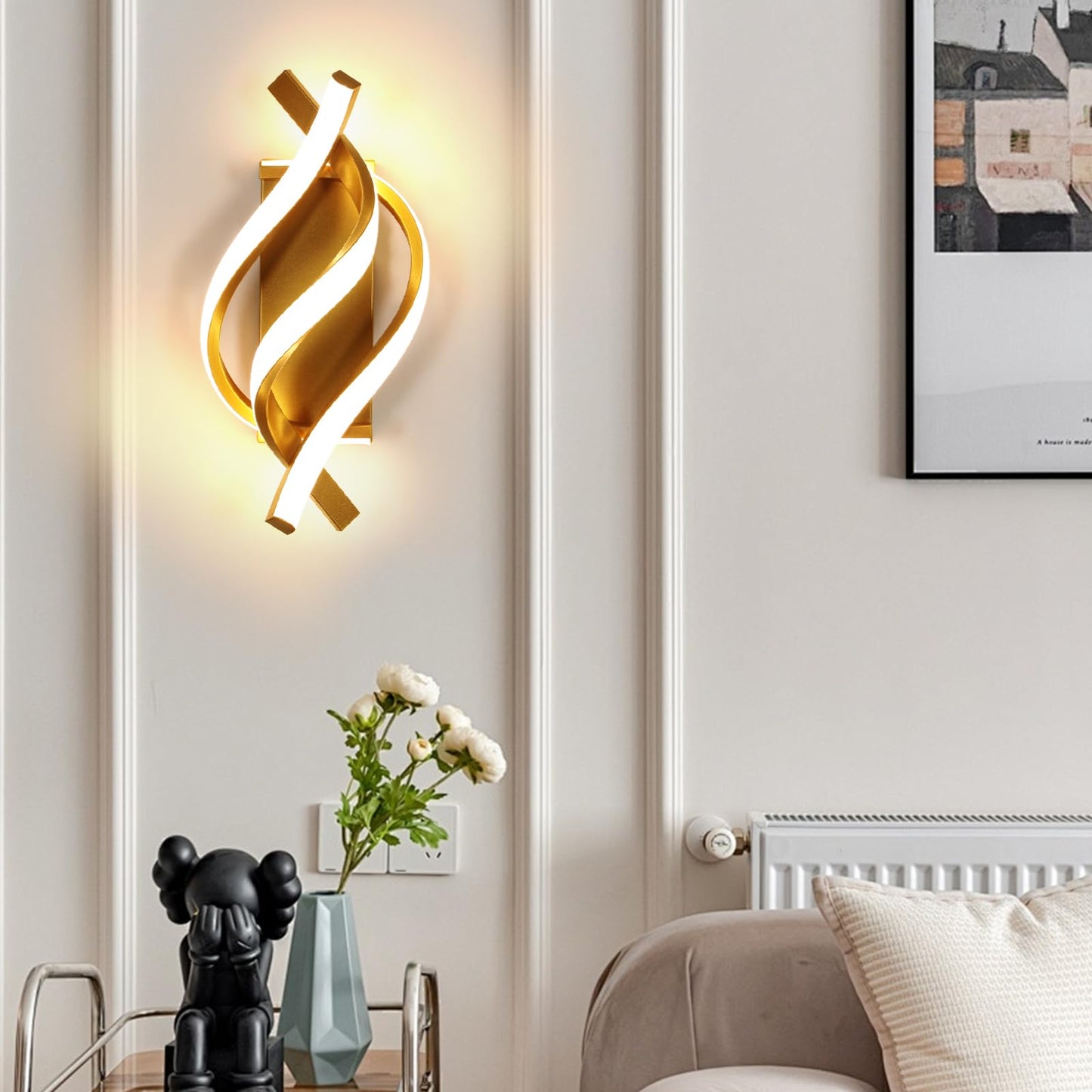 Comely Aluminium LED Wall Light Indoor Gold 22 W 2500 LM Modern Wall Light LED Wall Lighting Neutral Light 4500 K for Living Room Bedroom Hallway
