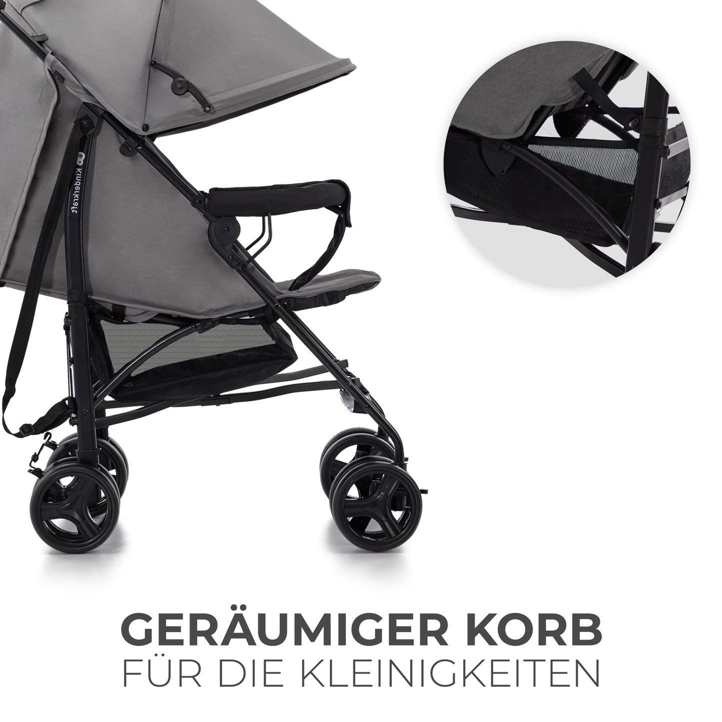 Kinderkraft TIK Kinderwagen, Liegebuggy, Sportwagen, Leicht - 6,5kg, Drehbare Vorderräder, Verstellbarer Griff, Stufenlose Einstellung der Rückenlehne, Schnelles Zusammenklappen, bis zu 17kg, Grau