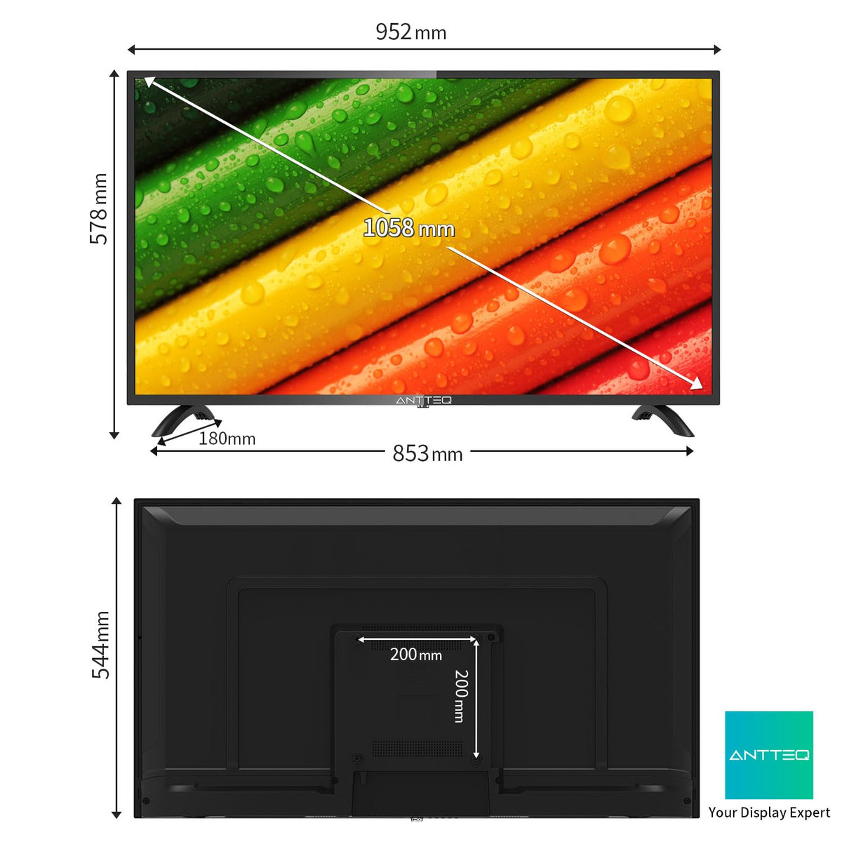 AB50D1 Fernseher 50 Zoll (TV 127 cm), Dolby Audio, LED, Triple Tuner DVB-C / T2 / S2, CI+, HDMI, Mediaplayer per USB, digitaler Audioausgang, incl. Hotelmodus