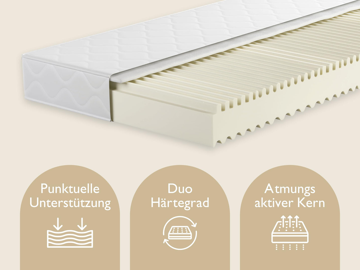 Badenia Trendline BT100 2-in-1 Duo XXL orthopädische 7-Zonen Komfortmatratze, 22 cm hoch, Härtegrad 3 und 4, 140 x 200, Öko-Tex Zertifiziert, produziert nach deutschem Qualitätsstandard