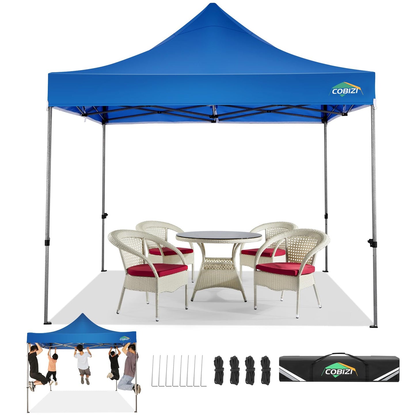 COBIZI Pavillon Faltpavillon 3x3 wasserdicht stabil Winterfest,Outdoor faltbar partyzelt，gartenpavillon mit 4 Seitenteilen und 4 Sandsack und Laufradtasche, Schwarz