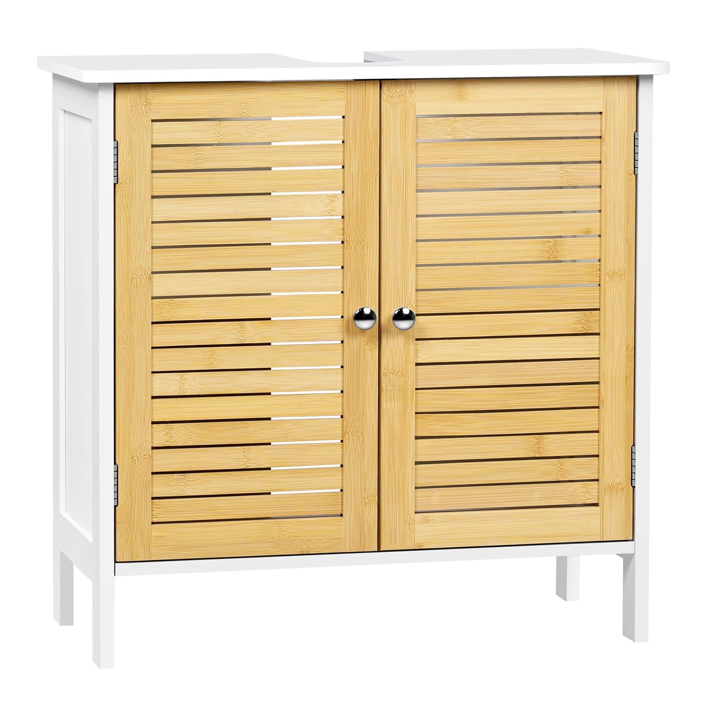 EUGAD Under Basin Vanity Unit Bathroom Cupboard with 2 Doors 60 x 30 x 60 cm, Bamboo