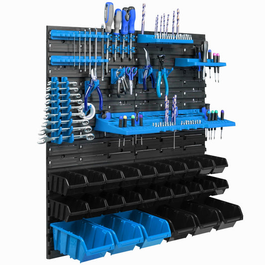 botle 24 Stacking Boxes Wall Shelf Plastic 77 x 78 cm Tool Holder Workshop Garage Storage System Storage Boxes Chute