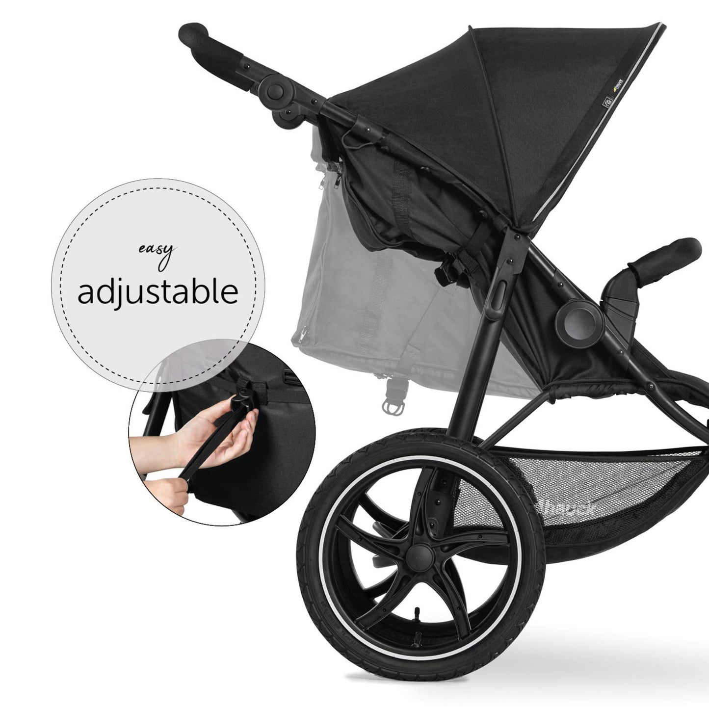 hauck Runner 2, Black - Robust All Terrain Pushchair with Raincover, XL Pneumatic Air Wheels, UPF 50+, Reclining Backrest from Birth up to 22 kg, Height-Adjustable Handle, XL Mesh Window