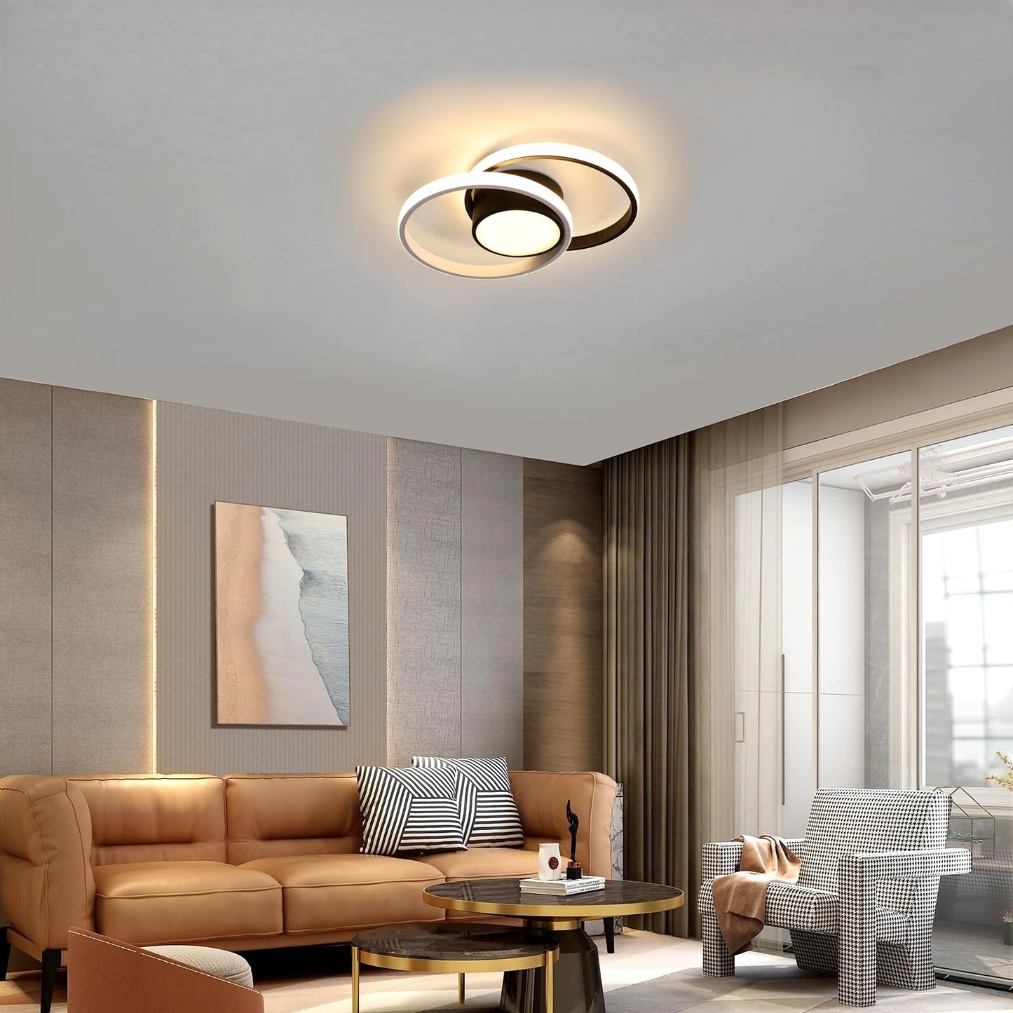 Comely LED Ceiling Lights, Pack of 2, 32 W, Round, 2350 lm, Modern, for Bedrooms, Bathrooms, Kitchens, Corridors, Balconies, 4500 K Neutral Light, Diameter 280 mm