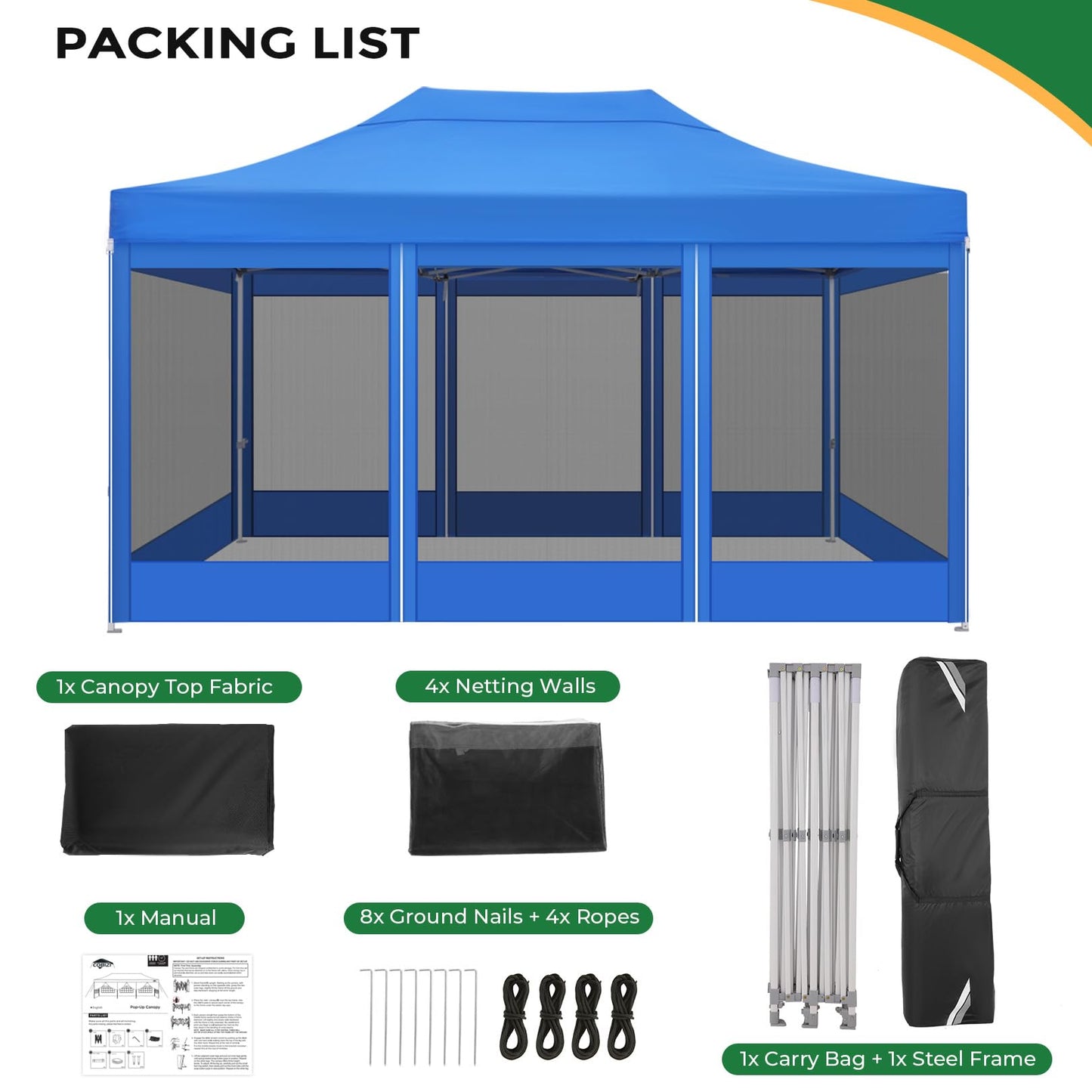 COBIZI Folding Gazebo 3 x 3 m Gazebo 3 x 3 m Waterproof Stable Party Tent Foldable with 4 Side Walls Mosquito Net Pop Up Garden Gazebo Anti-UV for Garden, Grey