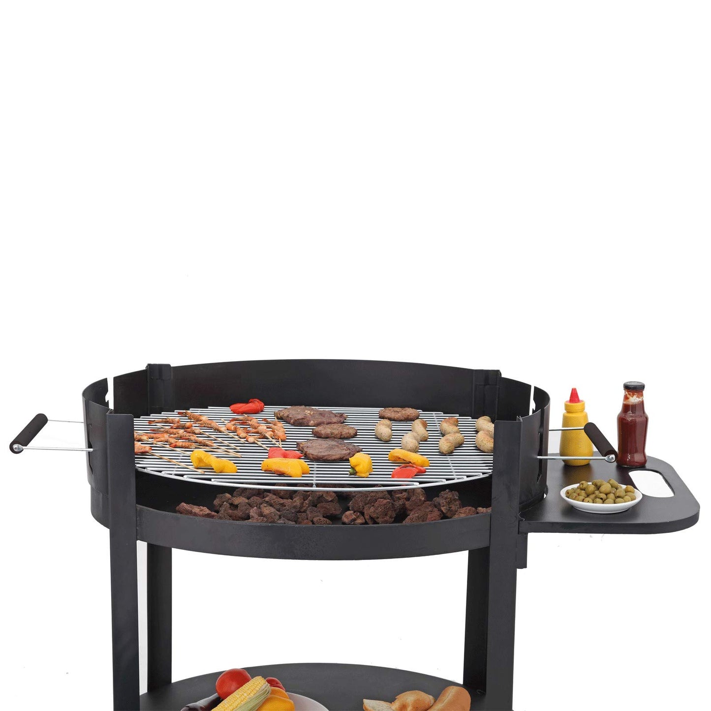 tepro Atlanta Charcoal Barbecue Trolley Outdoor BBQ with Wheels, Height Adjustable Approx. 77 - 88 cm, Grill Area: Approx. 98 x 56 cm, Dimensions Approx. 135.5 x 63 x 91.2 cm, Black