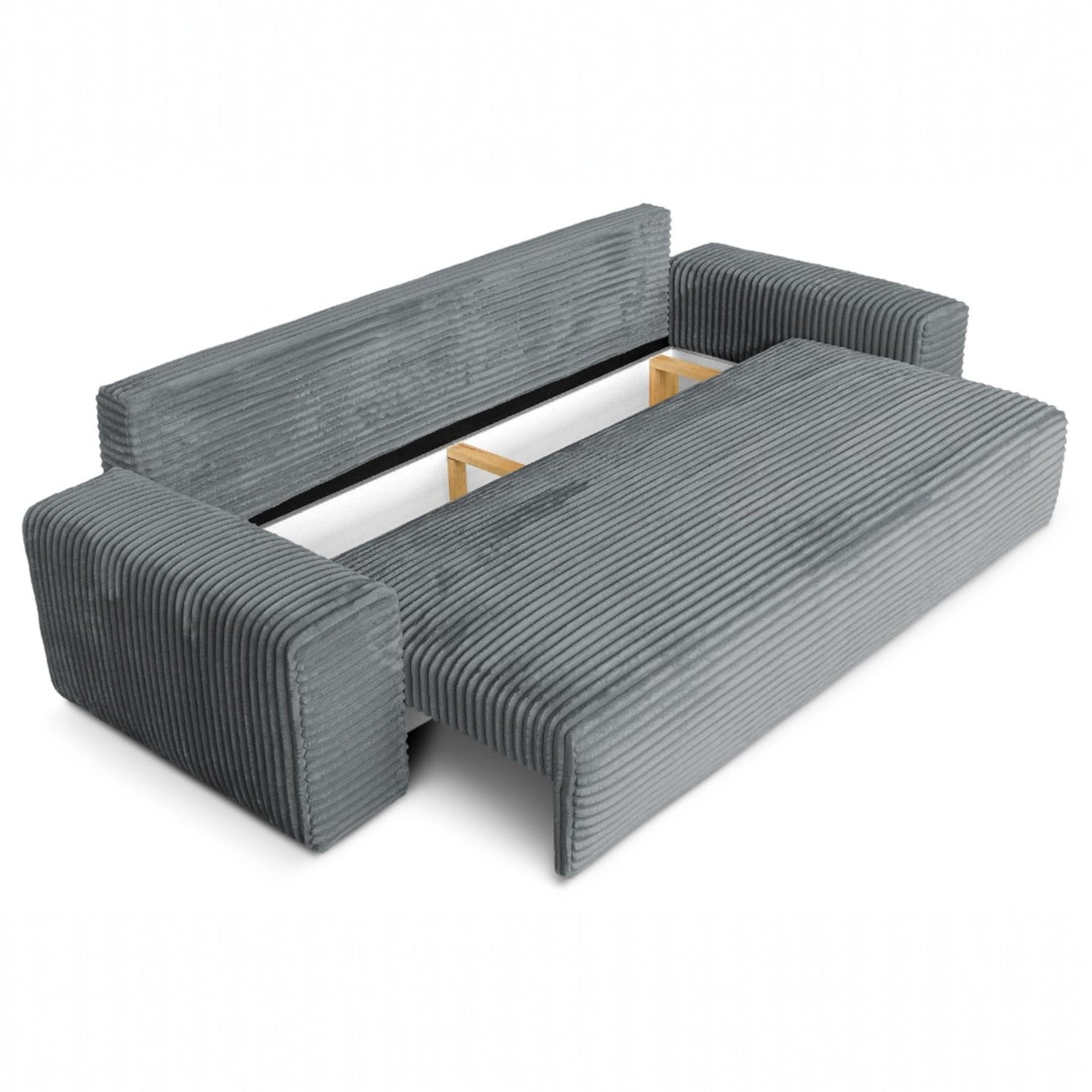 Cordo Sofa Bed 265 x 150 cm with Bed Box - Cord Sofa TILIA Wide Corduroy, SoftTouch Comfort, Nosage Spring, Removable Cushions, Easy Clean & Pet Friendly (Bronze)