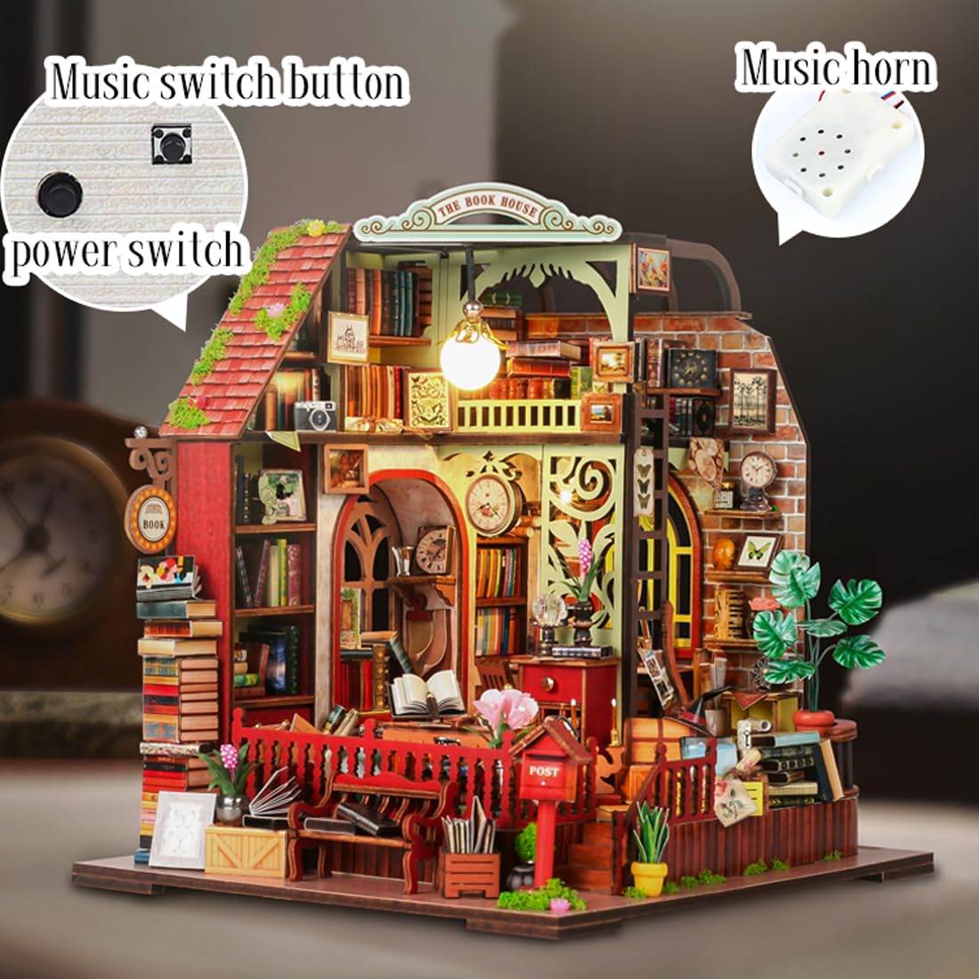 UINOFER DIY Greenhouse Wood, Miniature Garden House Building with Furniture, Creative Construction Kit Adults, Model Kit for Adults and Children - Hanging Garden