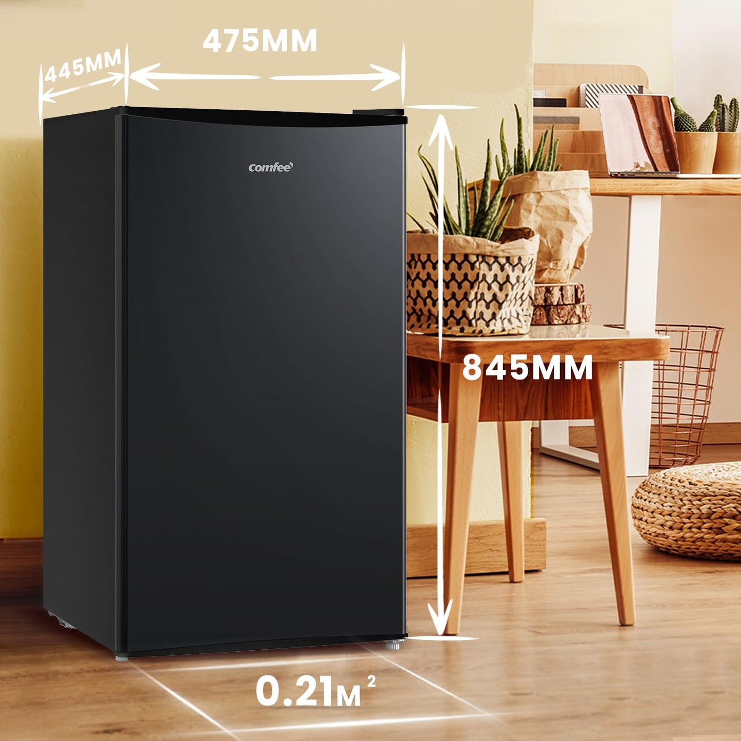 Comfee RCD80WH3(E) Fridge Freezer / 80L Small Fridge / with 12L Freezer Compartment / -18°C to -8°C / 4-Star Freezer Rating / Inverter Compressor / White [Energy Class D]