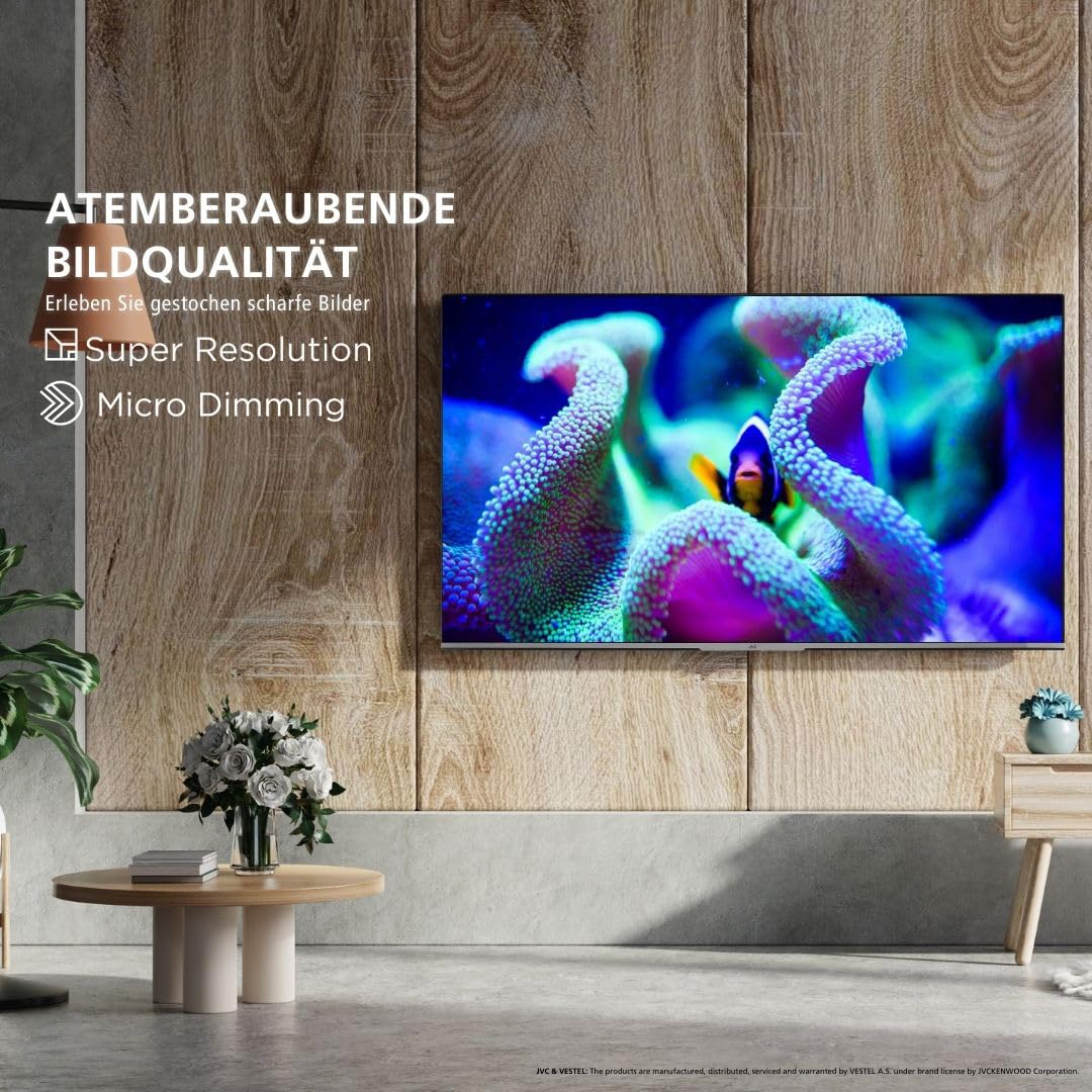 JVC 32 Zoll Fernseher Android TV (HD-Ready Smart TV, HDR, Triple-Tuner, Google Play Store) LT-32VAH3355