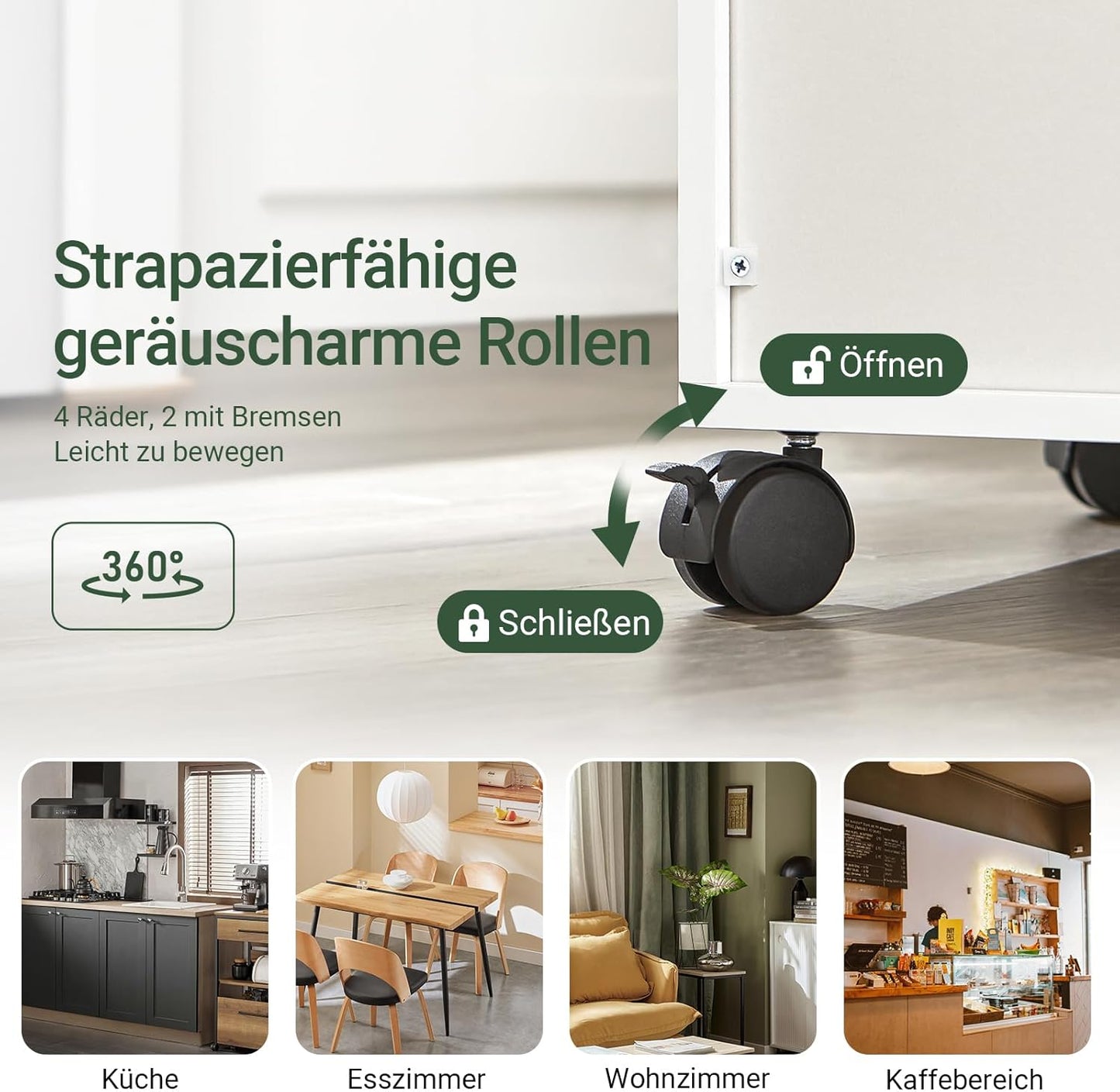 SoBuy® FSB09-W Kitchen Cupboard, Kitchen Trolley, Rolling Cabinet, Drinks Trolley, Microwave Cabinet with One Sliding Shelf, White W x H x D approx. 59 x 92 x 40 cm