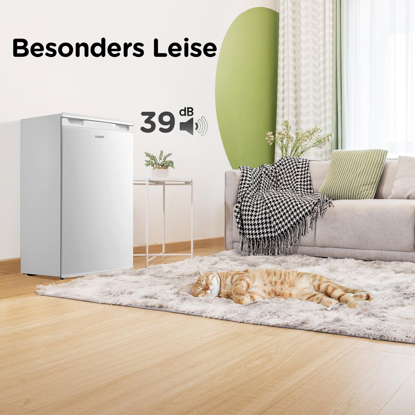 Comfee RCD133WH3(E) Fridge, 131L Fridge without Freezer, Inverter Compressor, Fruit and Vegetable Compartment, 84.5 cm H x 55.3 cm W, 72 kWh per Year, Adjustable Temperature Control, Adjustable Feet