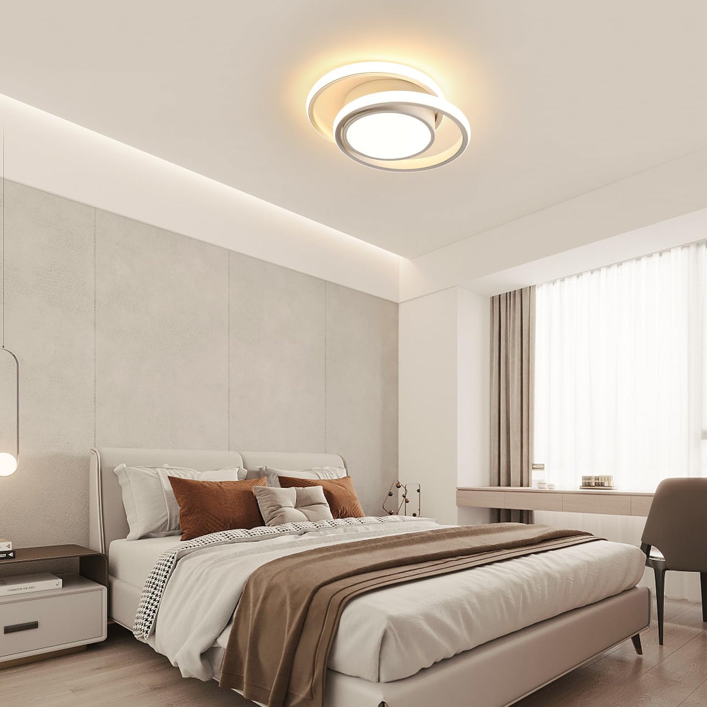 Comely LED Ceiling Lights, Pack of 2, 32 W, Round, 2350 lm, Modern, for Bedrooms, Bathrooms, Kitchens, Corridors, Balconies, 4500 K Neutral Light, Diameter 280 mm