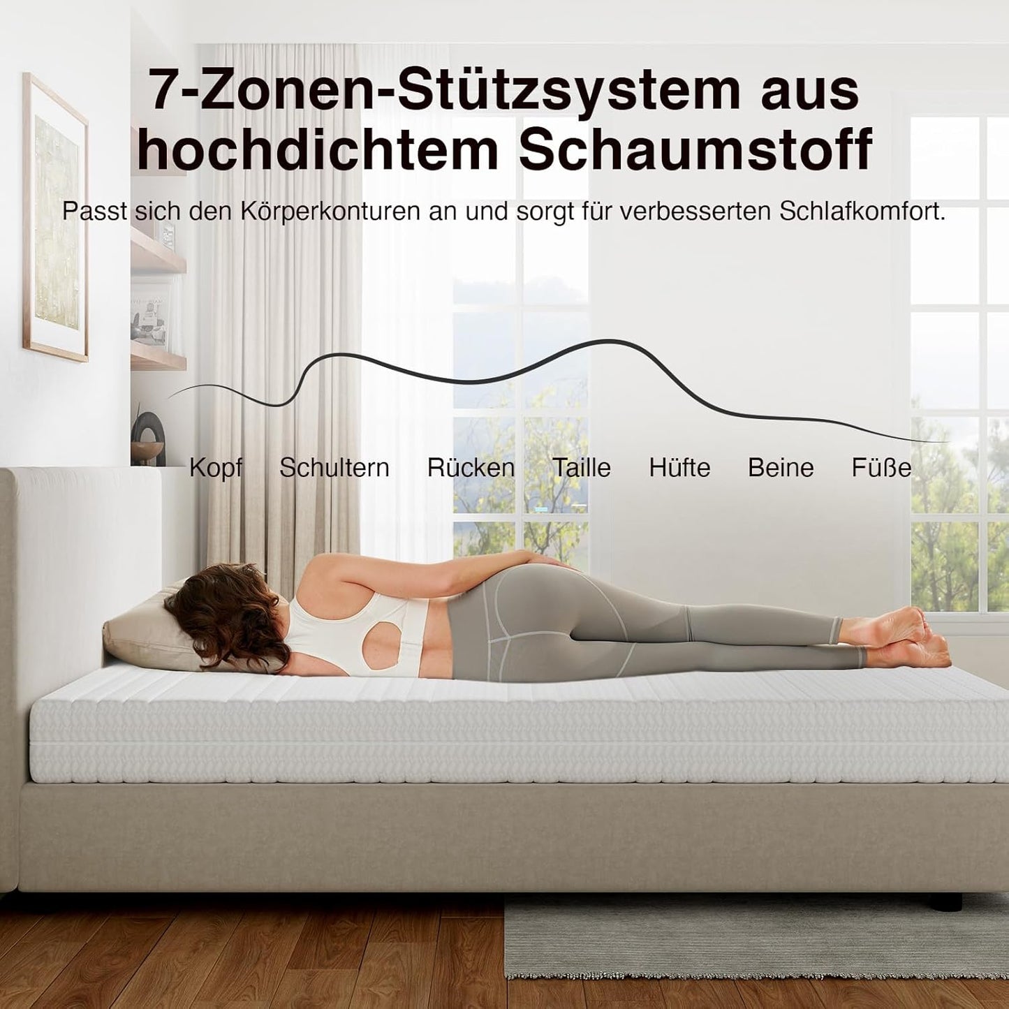 Novilla Mattress H3/H4 7-Zone Cold Foam Mattress, 140 x 200 cm, Various Sizes and Heights, Breathable Cover Washable at 60 °C, Oeko-Tex & CertiPUR-US Certified, Rolled Mattress, 18 cm