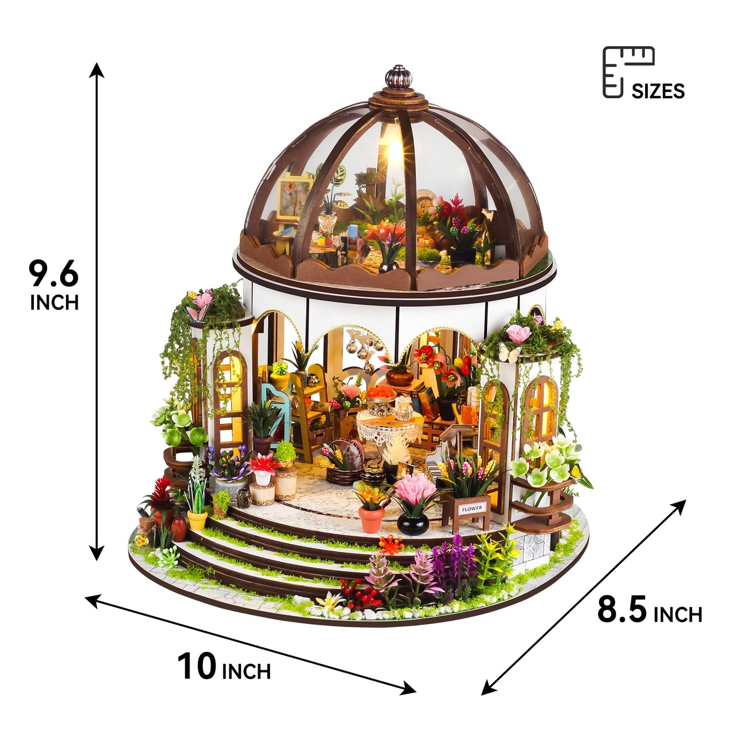 UINOFER DIY Greenhouse Wood, Miniature Garden House Building with Furniture, Creative Construction Kit Adults, Model Kit for Adults and Children - Hanging Garden