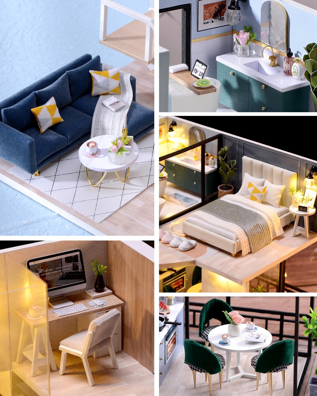 Endless Limit DIY Miniatur Haus Bausatz für Erwachsene,Puppenhaus Gewächshaus mit LED Licht,3D Puzzle Buchstütze aus Holz Modellbausatz Bastelset Bücherregal Deko Geschenken (Rose Garden Tea House)