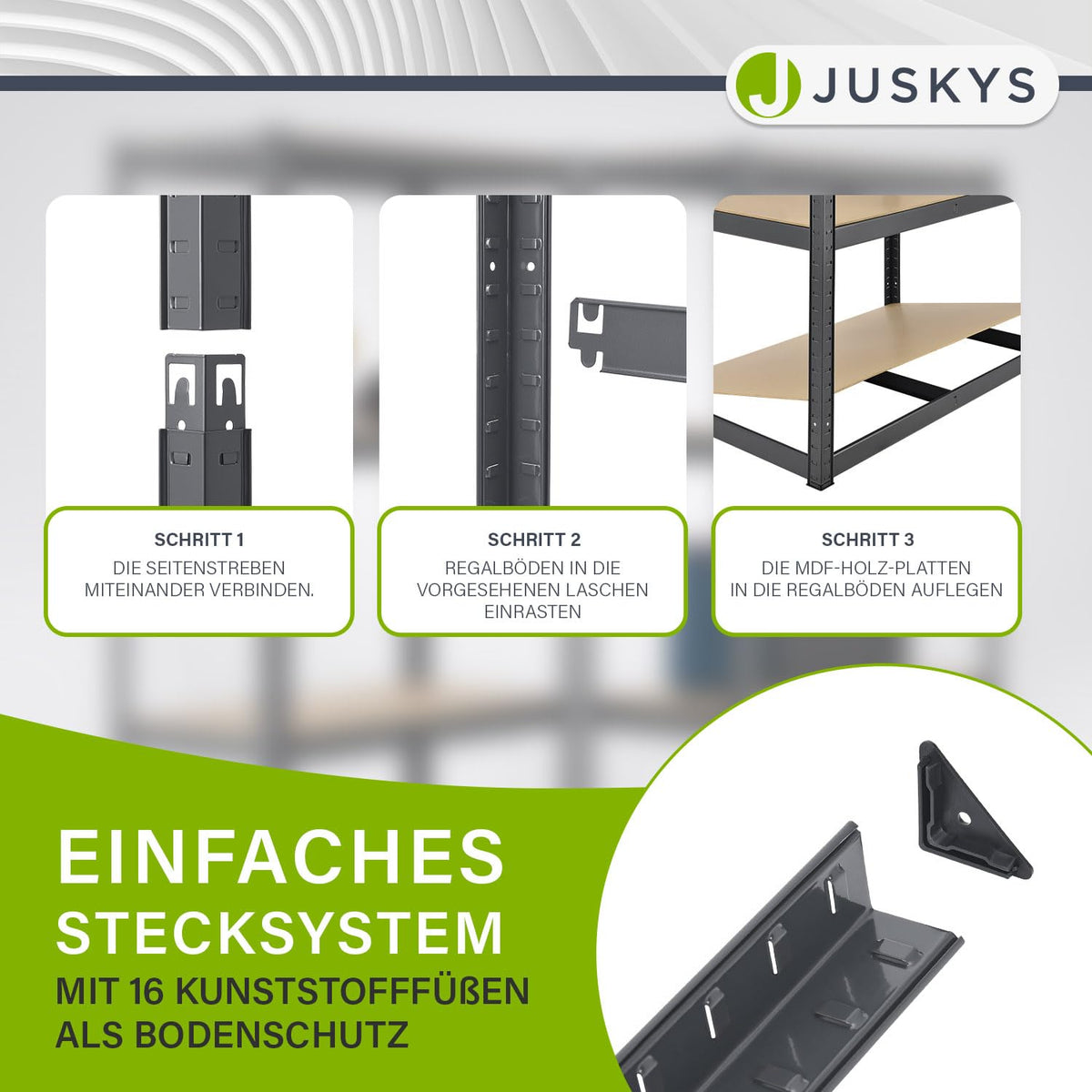 Juskys Set of 2 Basic Storage Shelves, 2 x 180 x 90 x 40 cm (H x W x D) - 1750 kg - 10 Shelves - Heavy Duty Shelving Unit Metal Cellar Shelving System Shelf - Grey