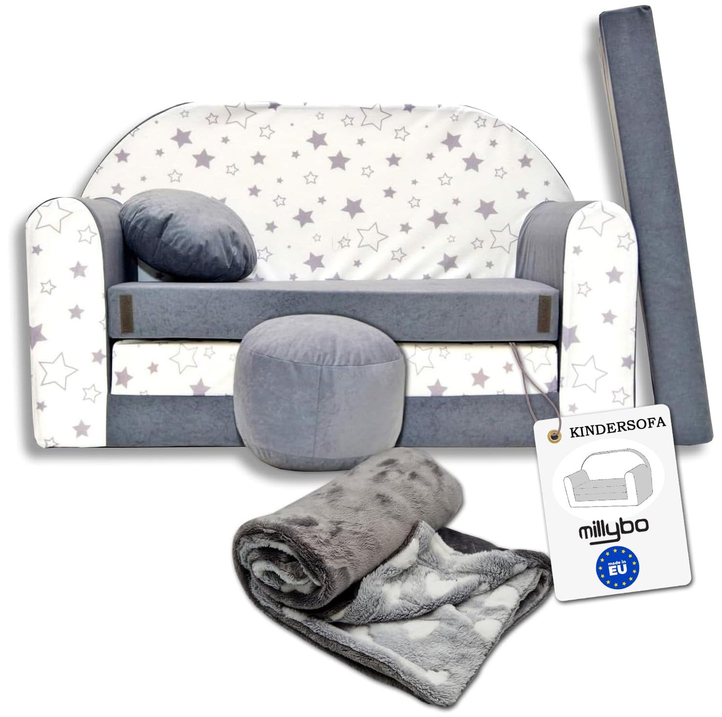 Children's Sofa with Sleep Function Foldable 3-in-1 Children's Sofa Play Sofa with Bed Function Girls Boys Bean Bag Mini Sofa Bed Children's Room Sleeping Chair (A39)
