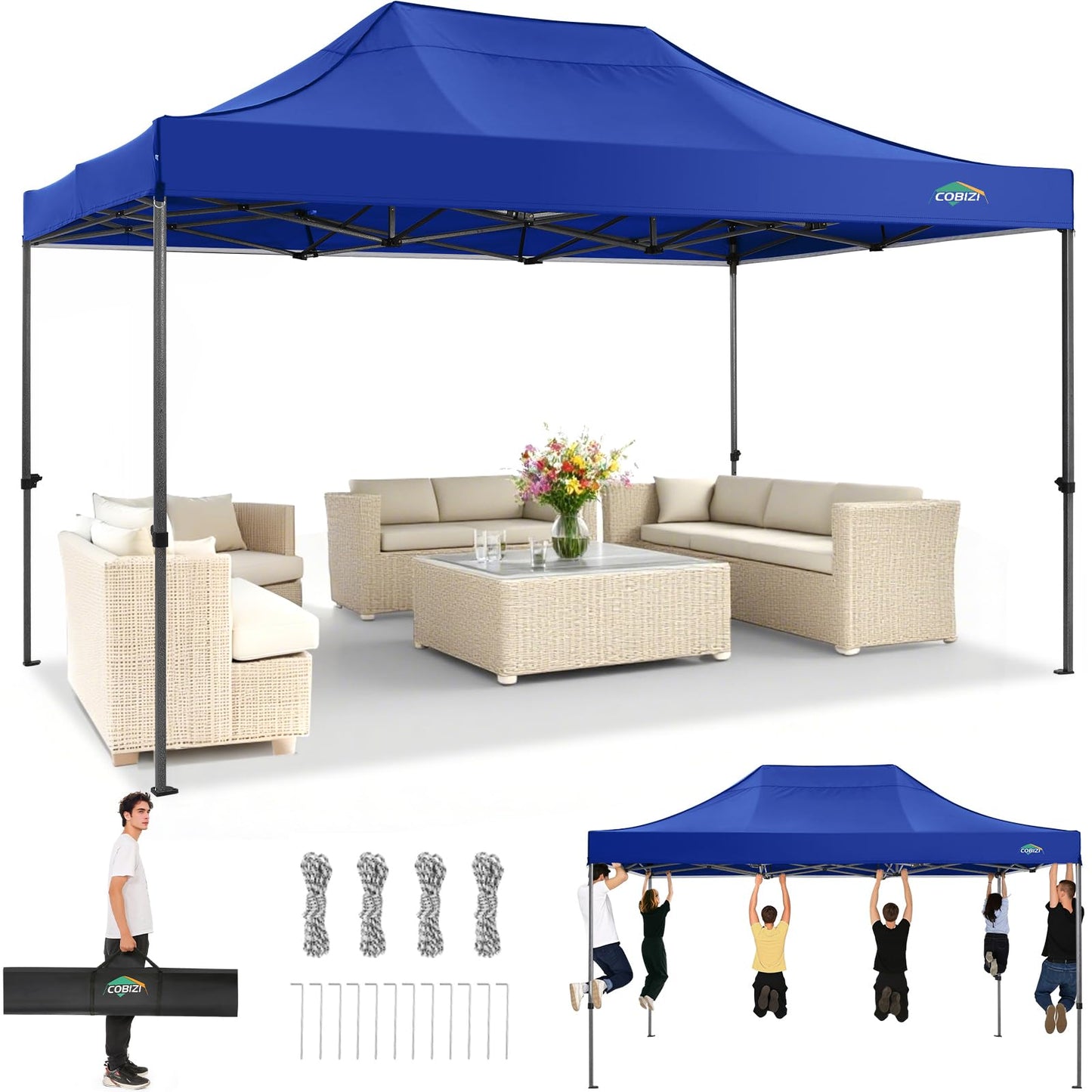 Tooluck Folding Gazebo, 3 x 4.5 m, Waterproof, Stable, Outdoor, Garden Party Tent, UV Protection 50+, with 4 Side Panels, Grey