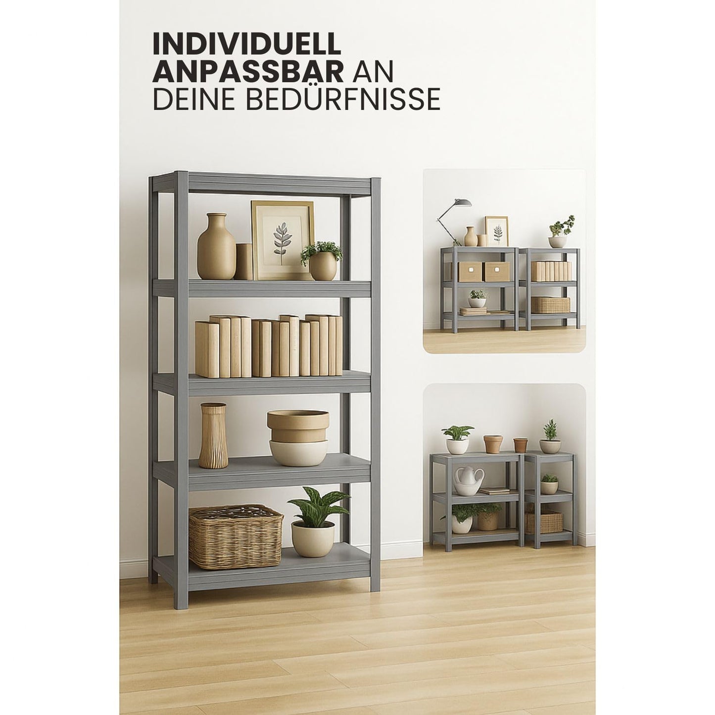 OfficeMarshal Double Pack Heavy Duty Shelves Black, 180 x 90 x 40 cm, Boltless Shelf, Storage Shelf, Standing Shelf, Plug-In System, Can be Assembled without Tools (Lakota)