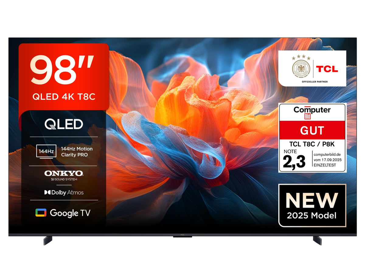 TCL 43T69C 43 Zoll QLED, Direct LED TV, 4K HDR TV, Smart Google TV (Dolby Vision & Atmos, Game Master, Motion Clarity, Kompatibel mit Google Assistant & Alexa)