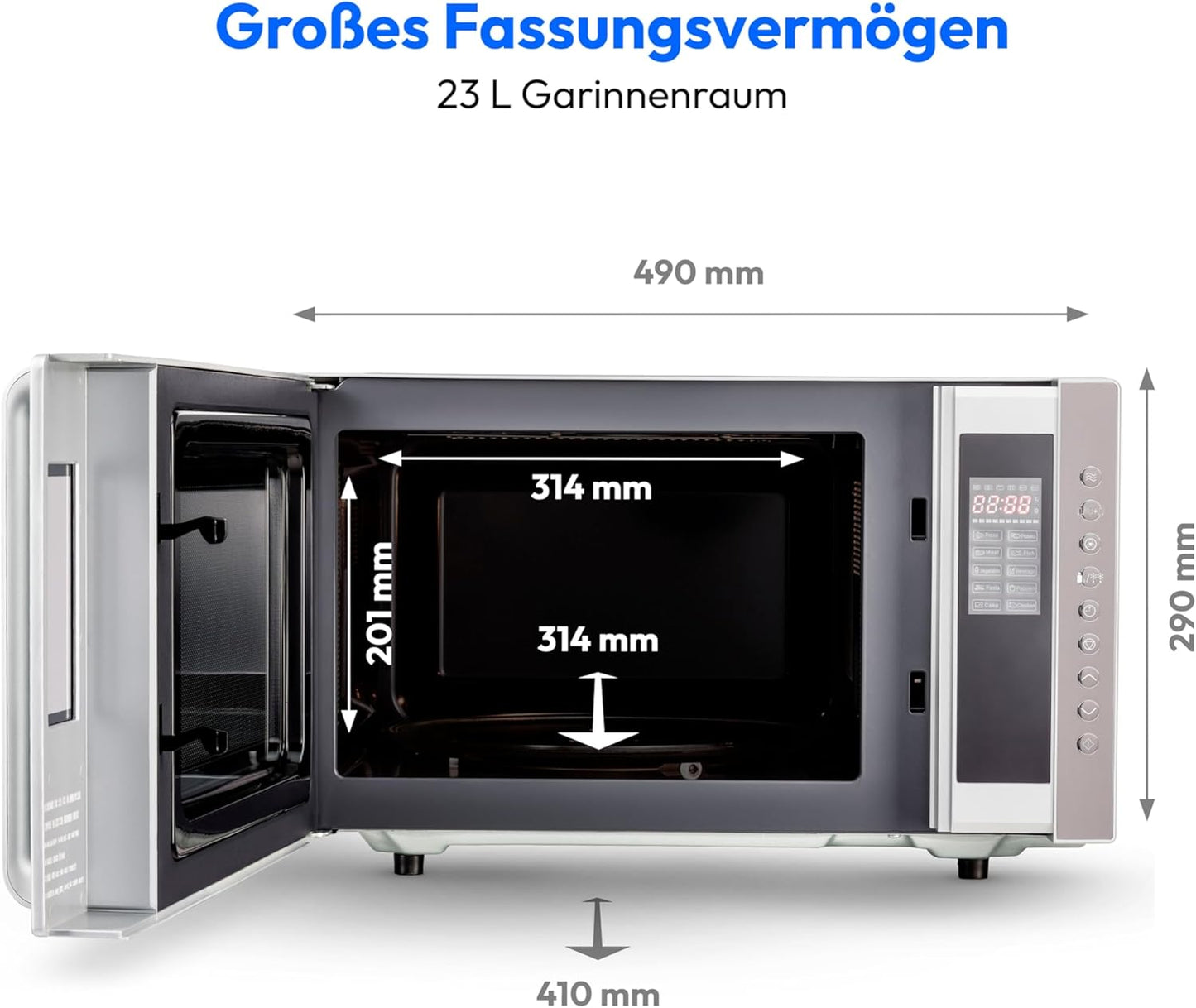 Medion MD 17495 3-in-1 Microwave with Grill and Hot Air Function (800 Watt Output, 1200 Watt Top Grill/Hot Air Output, 23 Litres) Silver