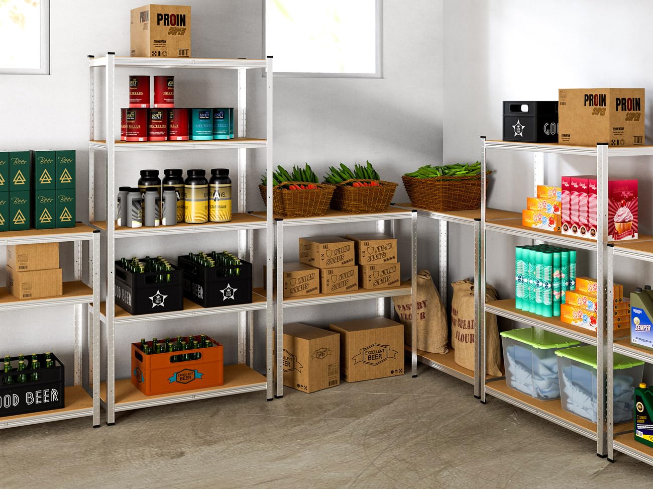 Monzana® 2 x Heavy Duty Shelving Unit 180 x 90 x 40 cm Red 1750 kg 10 MDF Panels Mounting Material Cellar Shelving Storage Shelving Metal Shelf Workshop Shelf