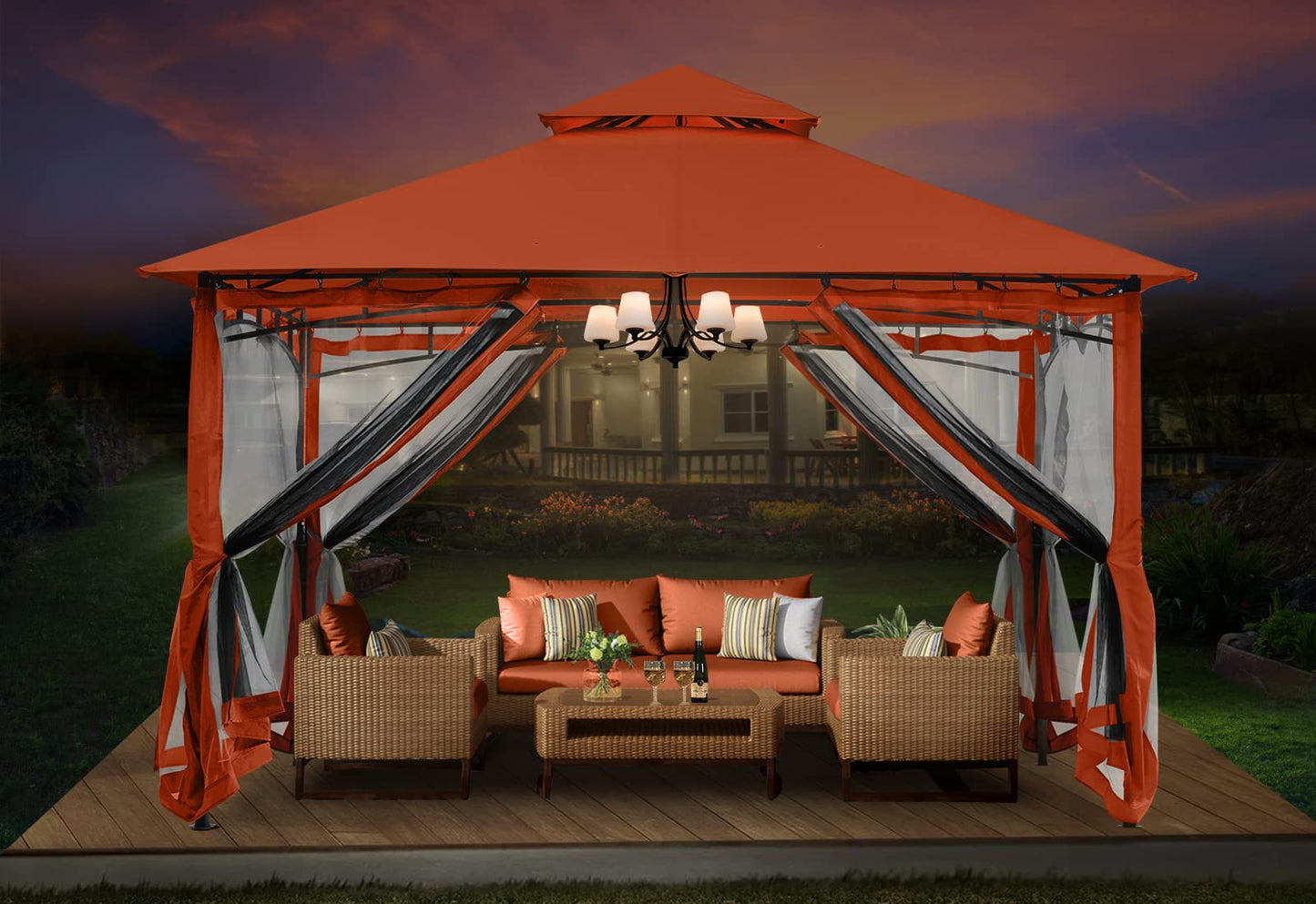 ABCCANOPY Pavillon 2.5x2.5m Wasserdicht Stabil Winterfest Gartenpavillon，Doppeldachweichdach Hinterhof-Partyzelt mit Netz für Schatten und Regen,Grau