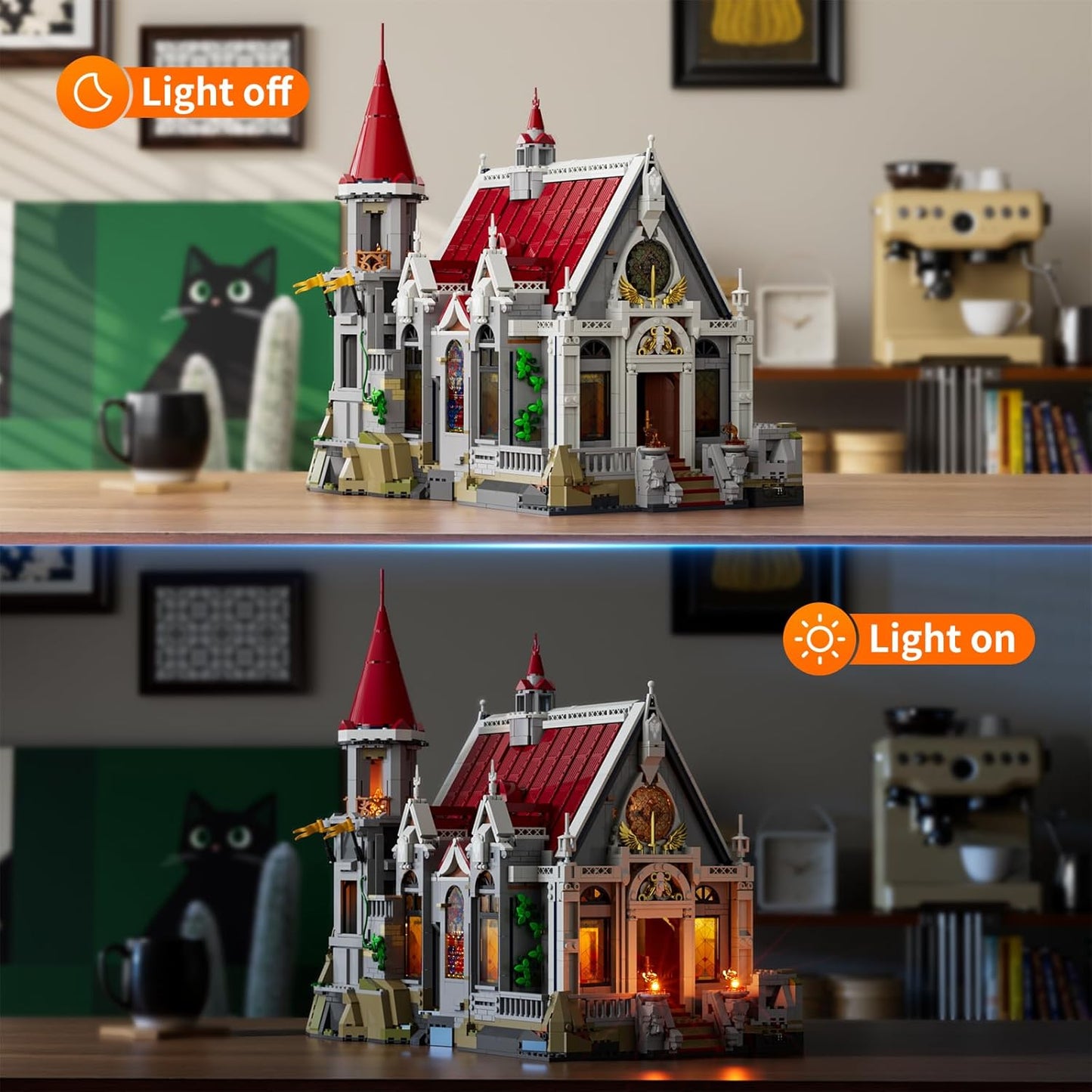Lumibricks Mittelalter Castle Banquet Hall Bauset mit LED-Beleuchtung – 3232 Teile Große Burg mit Hochzeitsfest, 7 Minifiguren, Voll Bedruckte Steine – Sammlermodell für Erwachsene & Mittelalterfans