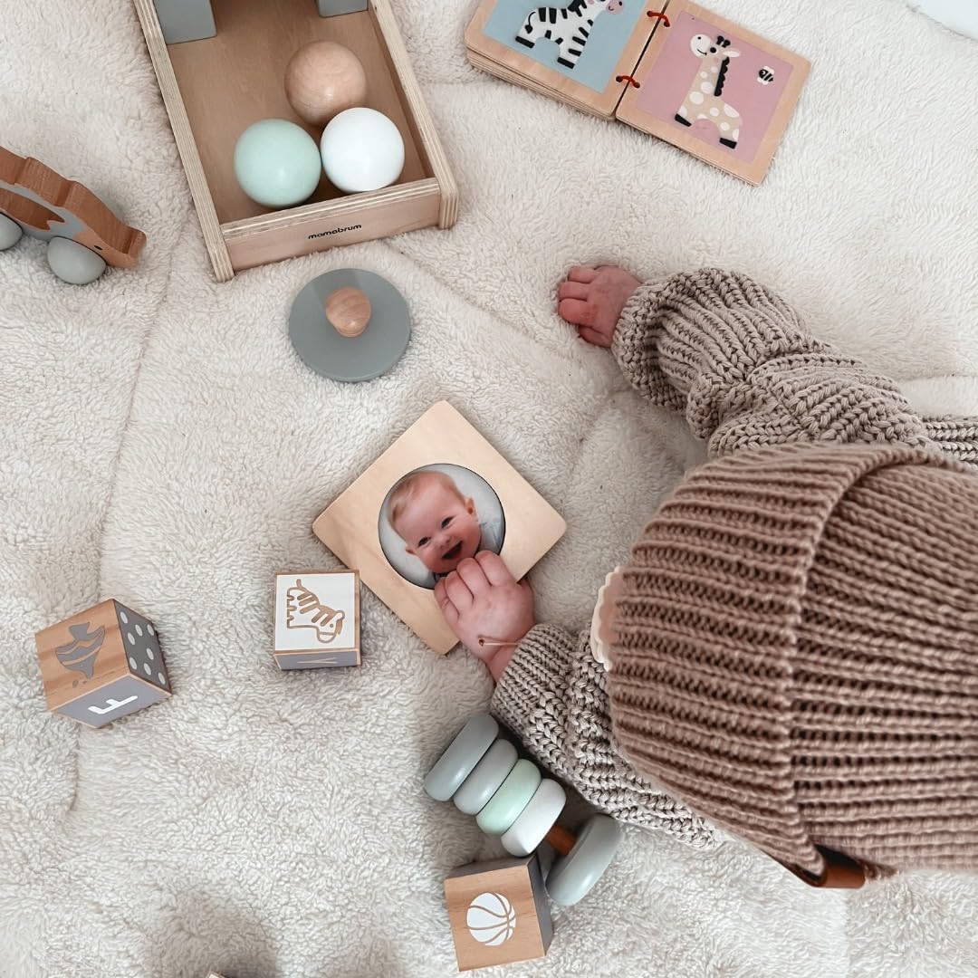 mamabrum Montessori Wooden Toy Set: 6 Educational Toys for Babies from 6 Months - Promotes Motor Skills & Creativity - Educational Wooden Toy for Toddlers