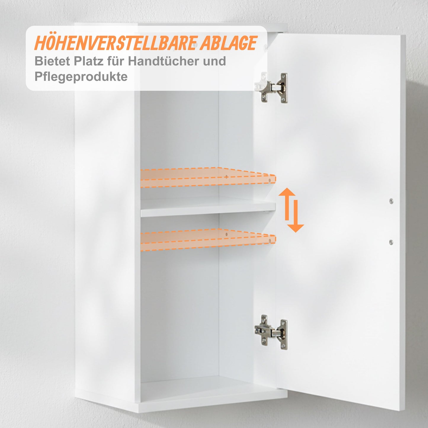 Relaxdays Bathroom Wall Cupboard, 2 Compartments, H x W x D: 62 x 30 x 21 cm, Adjustable Shelf, Narrow Bathroom Cabinet, MDF, White