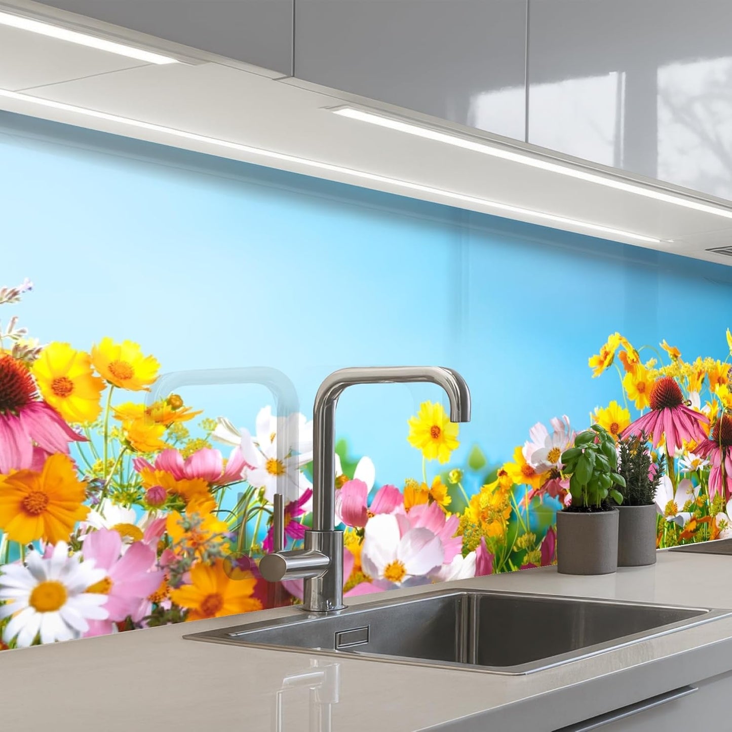 Splash Guard Kitchen Back Wall 60 x 80 cm Kitchen Washable Self-Adhesive Kitchen Wall Kitchen Front Kitchen Back Wall Protection Lavender - Purple - Flowers - Natural