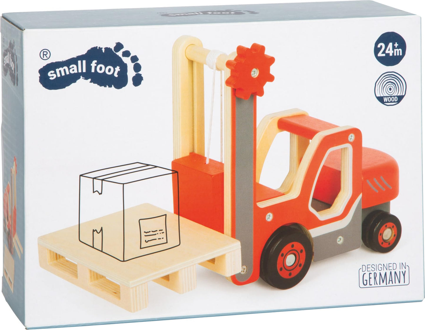 small foot Crane Truck with Wooden Pallet, Toy Vehicle for Children, with 360° Rotating Crane and Accessories, from 2 Years, 12639