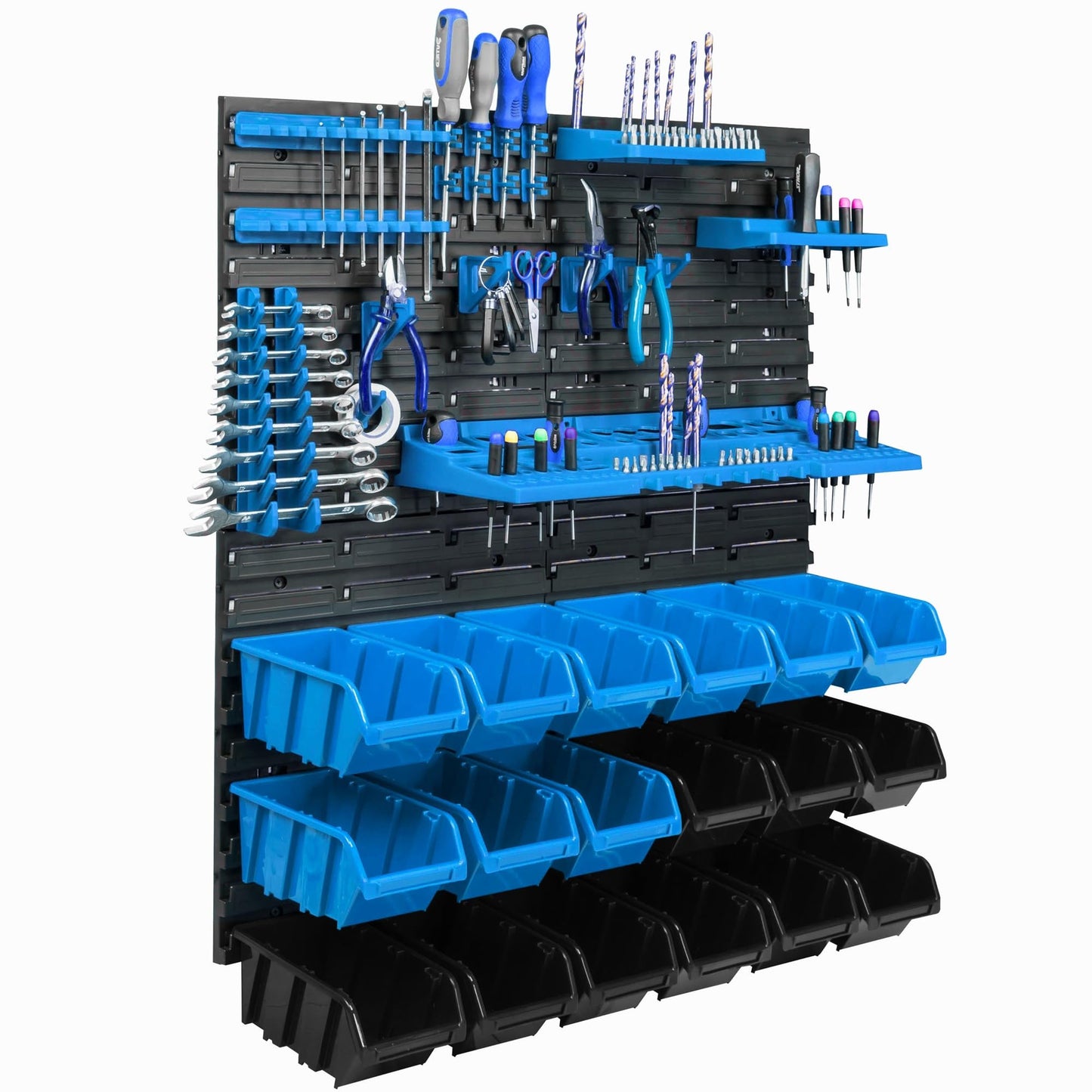 botle 24 Stacking Boxes Wall Shelf Plastic 77 x 78 cm Tool Holder Workshop Garage Storage System Storage Boxes Chute