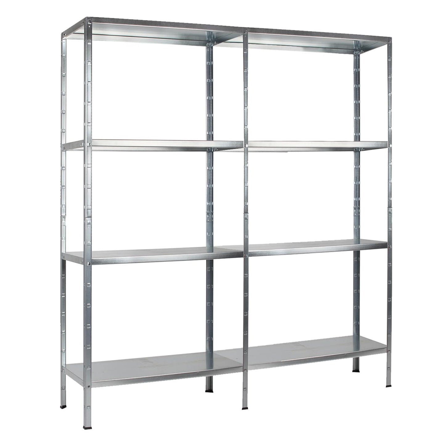 Schulte set of 2 shelving rack galvanised metal 180x160x40 cm storage/display shelf, system with 8 metal shelves, load capacity 520 kg, easy installation, slot system, no screws, silver, 4056397004455