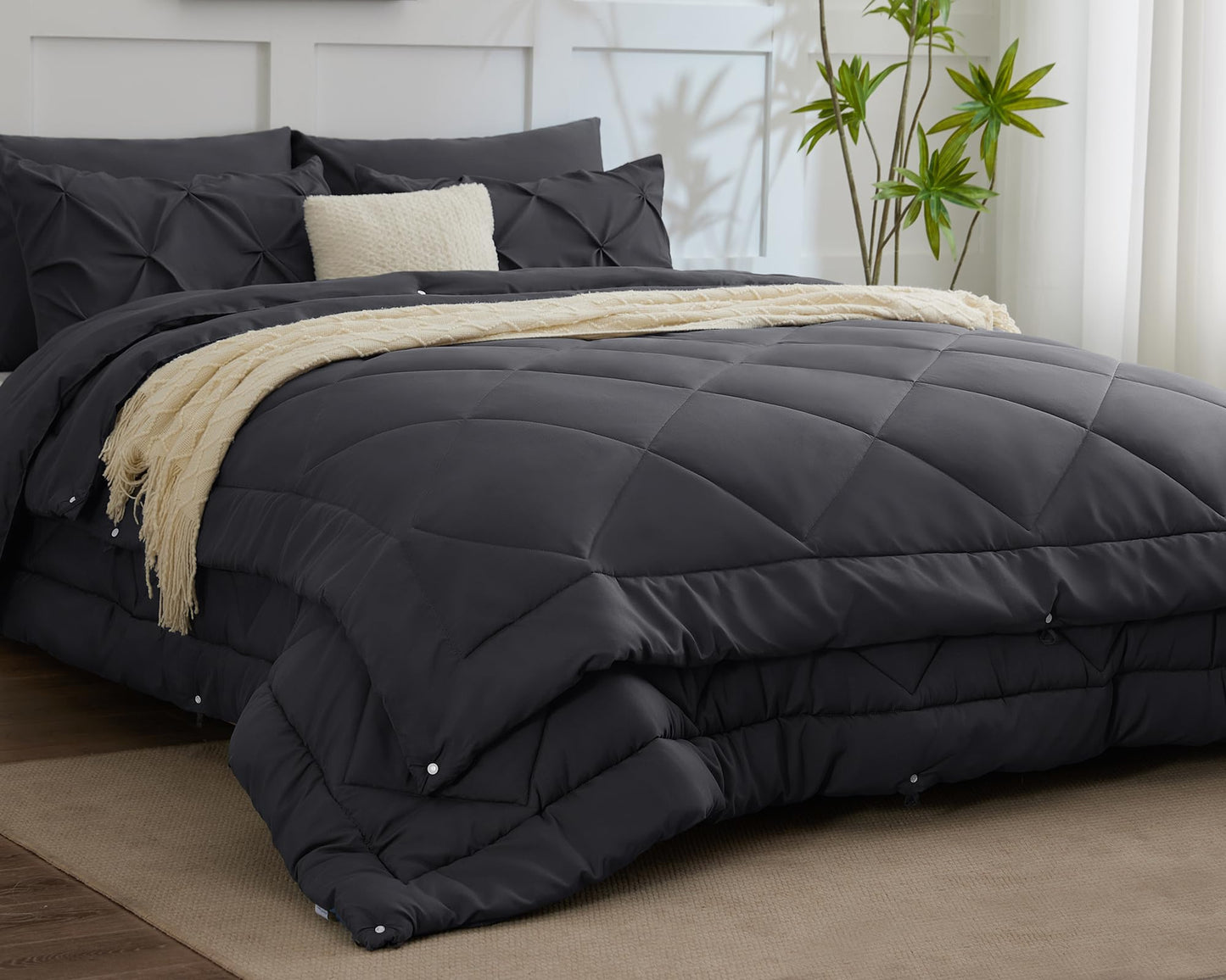 WAVVE Duvet 135 x 200 cm 4 Seasons 2-Piece Grey - All Season Duvet 135 x 200 cm 300 g/m² Summer Duvet 135 x 200 150 gsm = Winter Duvet 450 gsm, Quilt 200 x 135 cm for Four Seasons/Summer/Winter