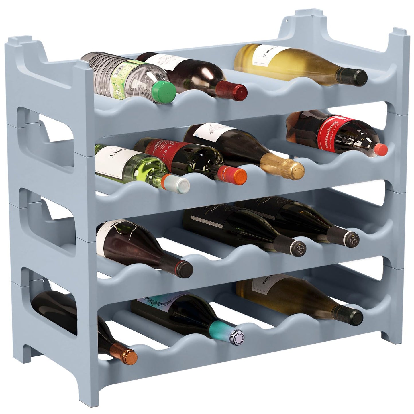 Artecsis Stackable Plastic Wine Rack for 48 Bottles, Sturdy Catering Quality Bottle Rack, Modular Expandable, Black