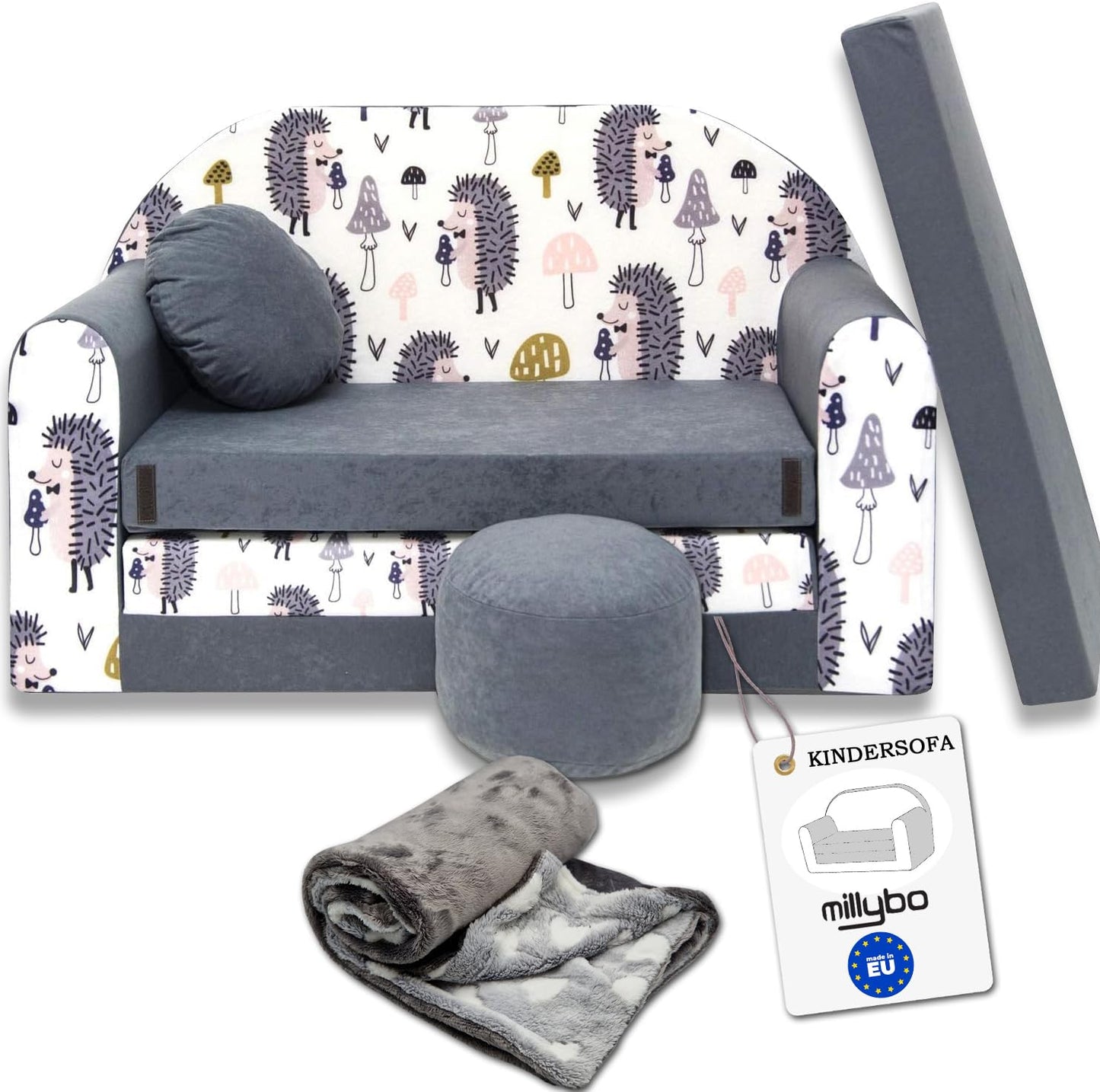 Children's Sofa with Sleep Function Foldable 3-in-1 Children's Sofa Play Sofa with Bed Function Girls Boys Bean Bag Mini Sofa Bed Children's Room Sleeping Chair (A39)