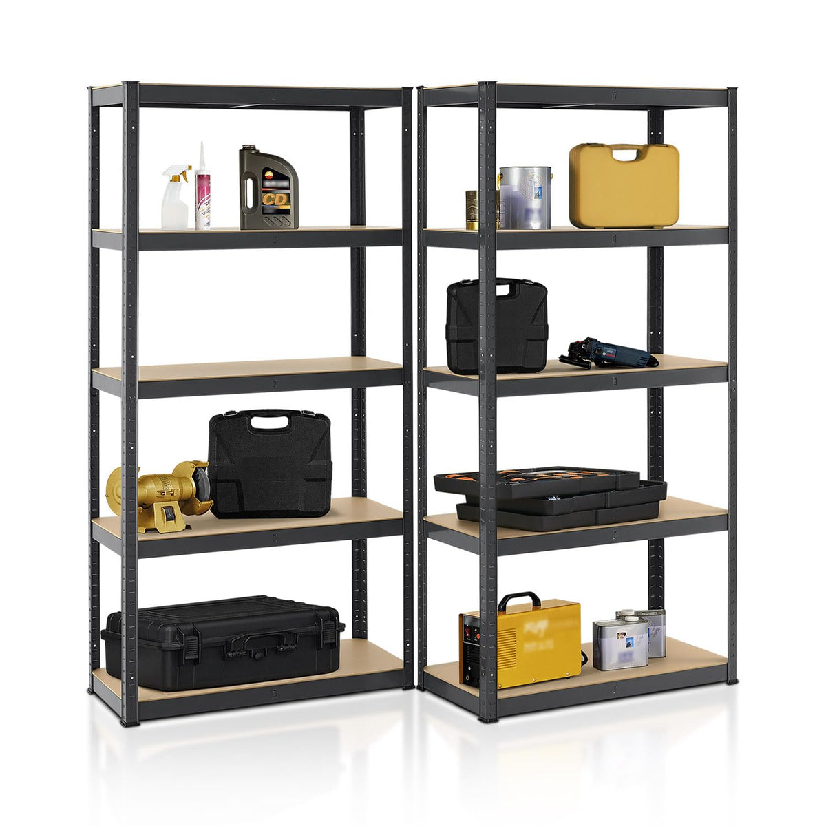 Juskys Set of 2 Basic Storage Shelves, 2 x 180 x 90 x 40 cm (H x W x D) - 1750 kg - 10 Shelves - Heavy Duty Shelving Unit Metal Cellar Shelving System Shelf - Grey