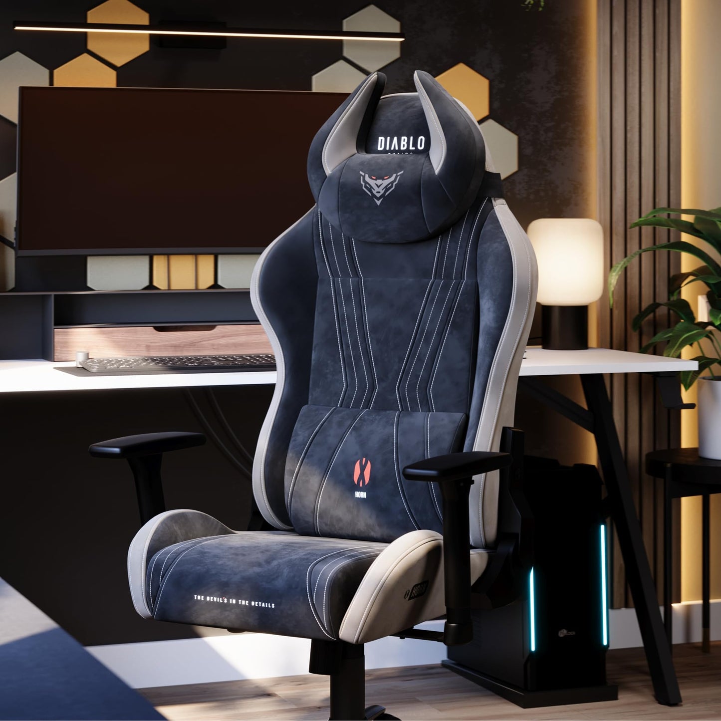 Diablo X-Horn Gaming Office Chair Desk Chair 3D Armrests Ergonomic Design Neck / Lumbar Cushion Imitation Leather Rocker Function