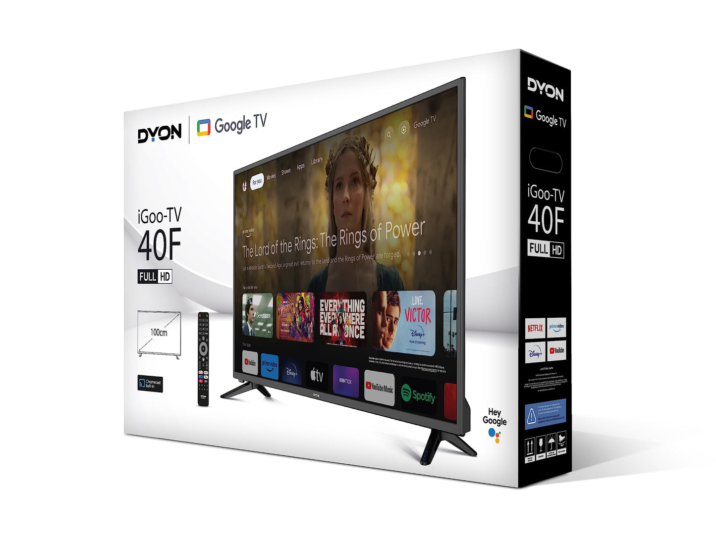 DYON iGoo-TV 50U-2 - 50 Inch (126 cm) 4K Ultra HD Smart TV with Google TV, HDR10, Triple Tuner (DVB-S2/C/T2), WiFi, Bluetooth, Google Assistant, Netflix, Prime Video, [2025 Model]