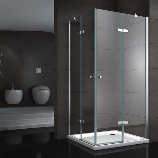 Shower Cubicle with Corner Entry 80 x 80 cm Height 190 cm Clear Glass 6 mm Tempered Glass Nano