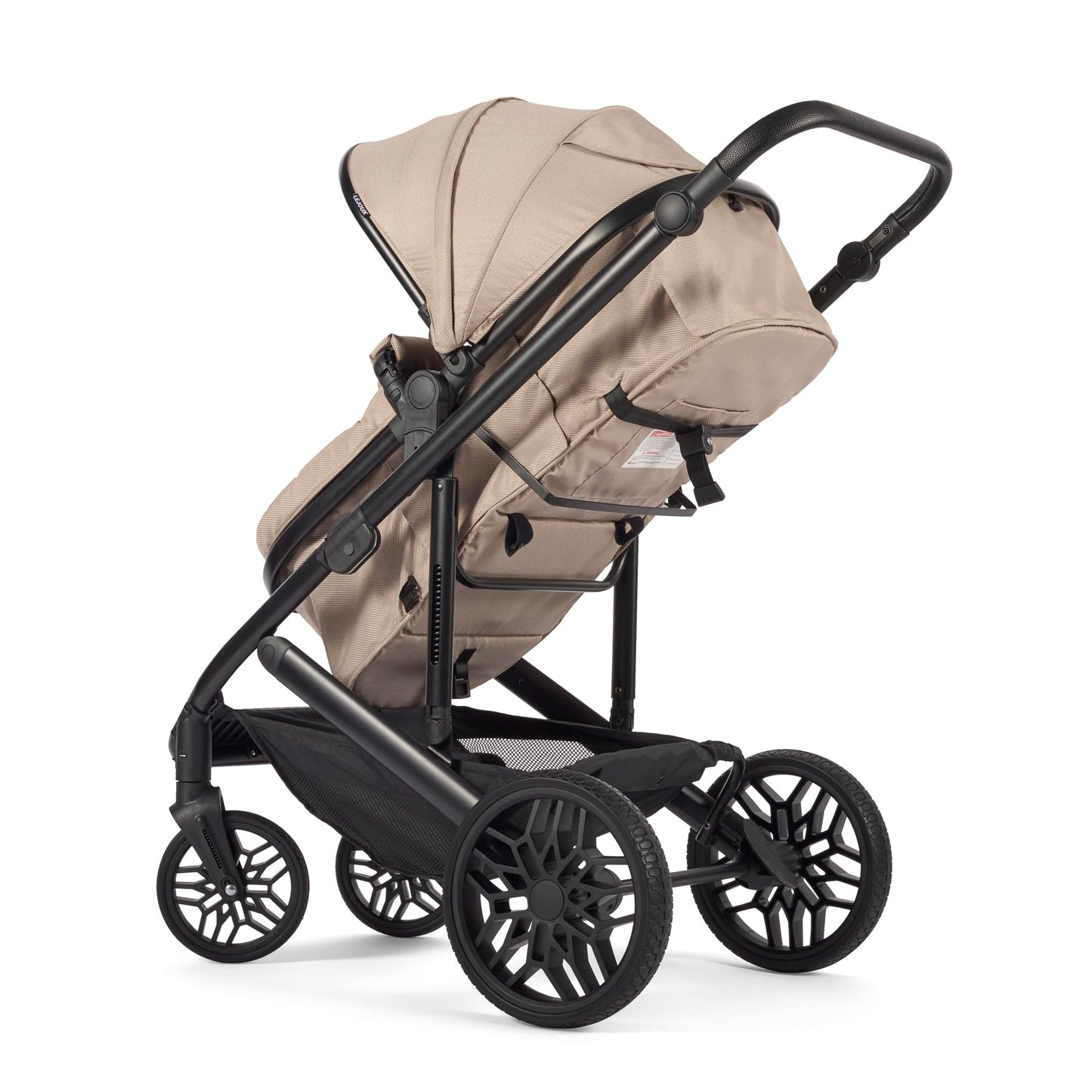 Lejoux™ Avant Baby Pram Travel System - Larger Foldable Pushchair with Baby Tub, 5-Point Harness, Adjustable Seat, Oversized Basket and One-Handed Folding - Swivel Wheels and Rain Cover (Black)