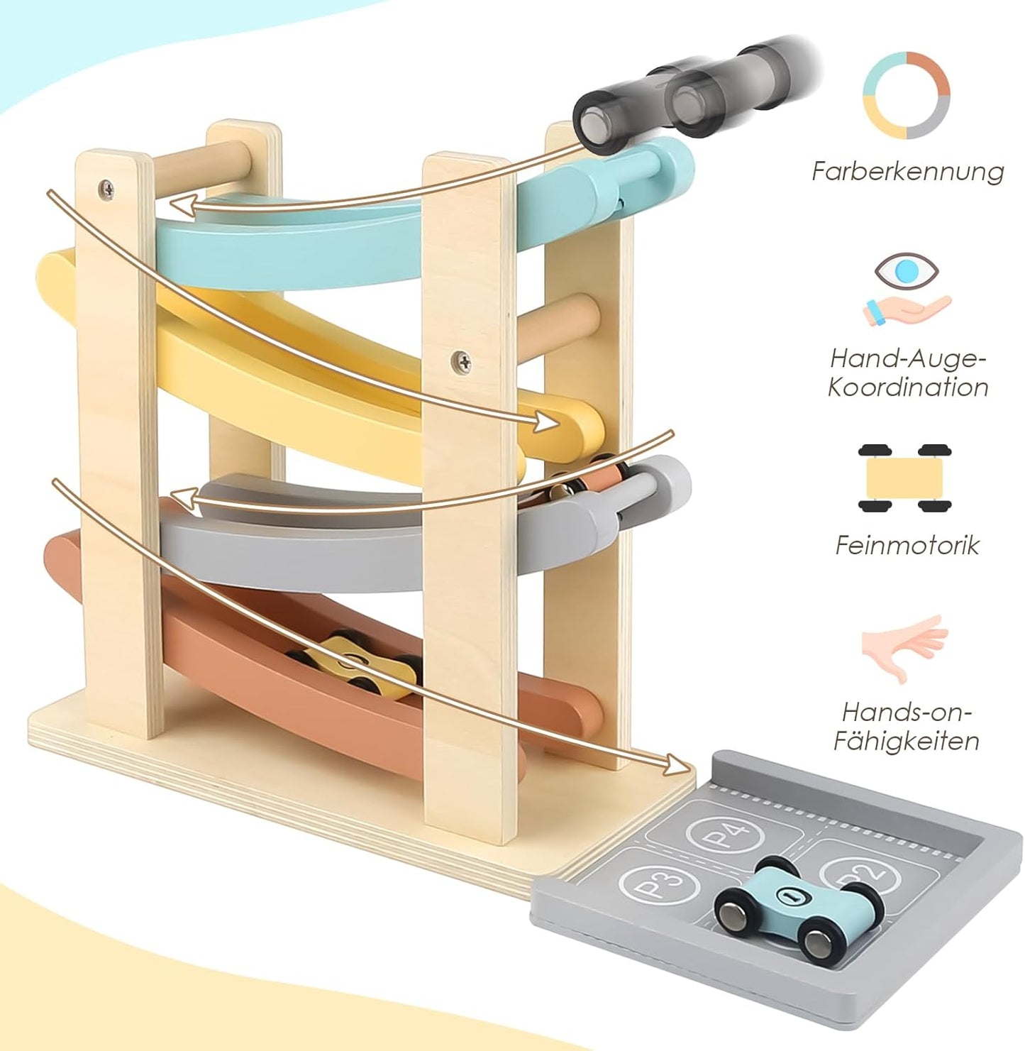 Vanplay Montessori Toy from 1 Year Car Toy Marble Run Wood from 1 2 Years Wooden Toy Gift 1 2 Years Boy Girl