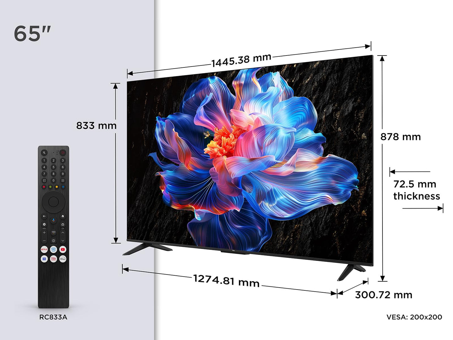 TCL 43V6C 43 Inch 4K UHD Smart TV - HDR10+, HVA Panel, Dolby Vision, Google TV, HDMI 2.1, DVB-T2/C/S2, Bluetooth 5.2, Voice Control with Alexa & Google Assistant